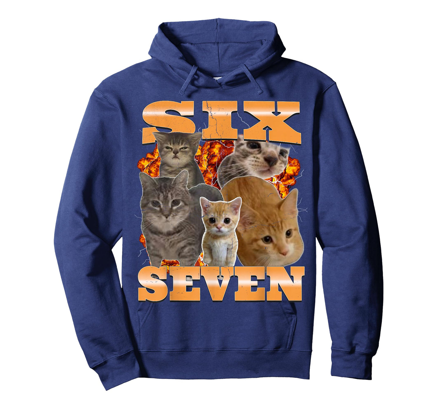 Six Seven Cat Meme Funny Bootleg Graphic T-Shirt