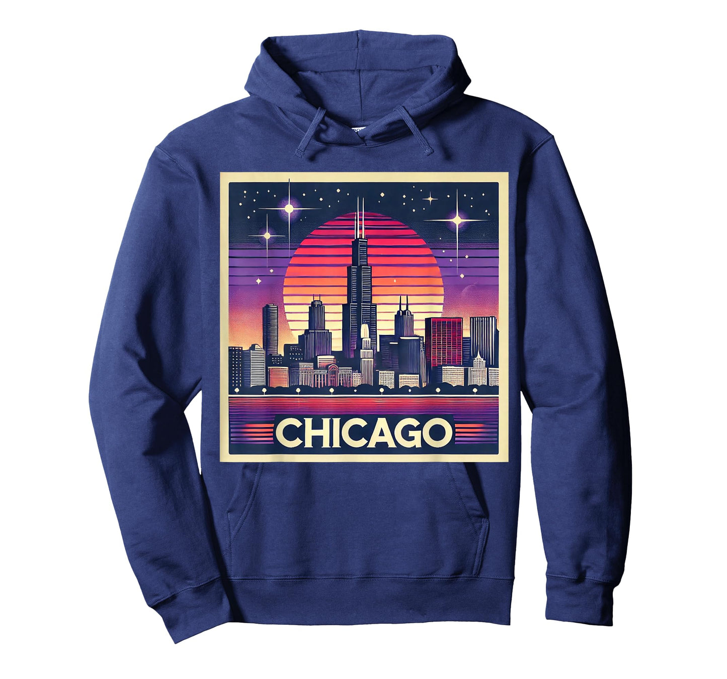 Vintage Chicago Illinois City Night Skyline Shirt Men Women T-Shirt