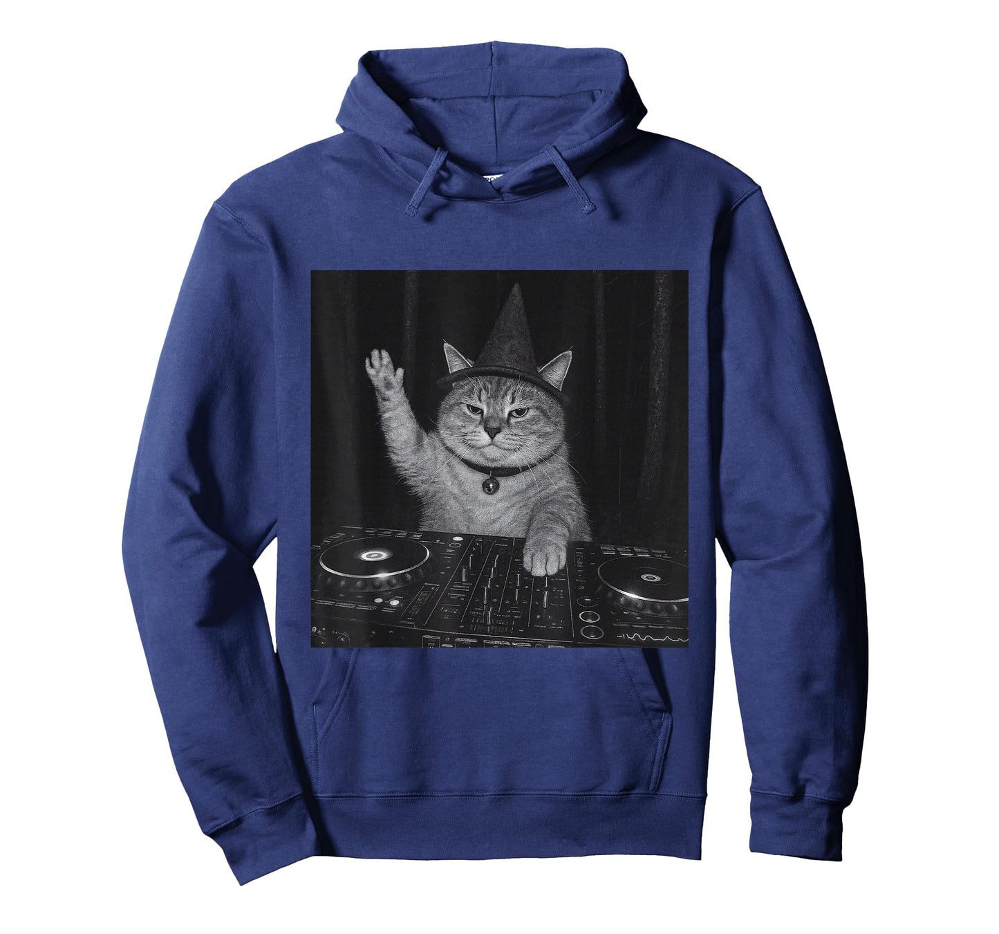 Funny Cute Spooky Fat Wizard DJ Cat Vintage Tee Meme Costume T-Shirt