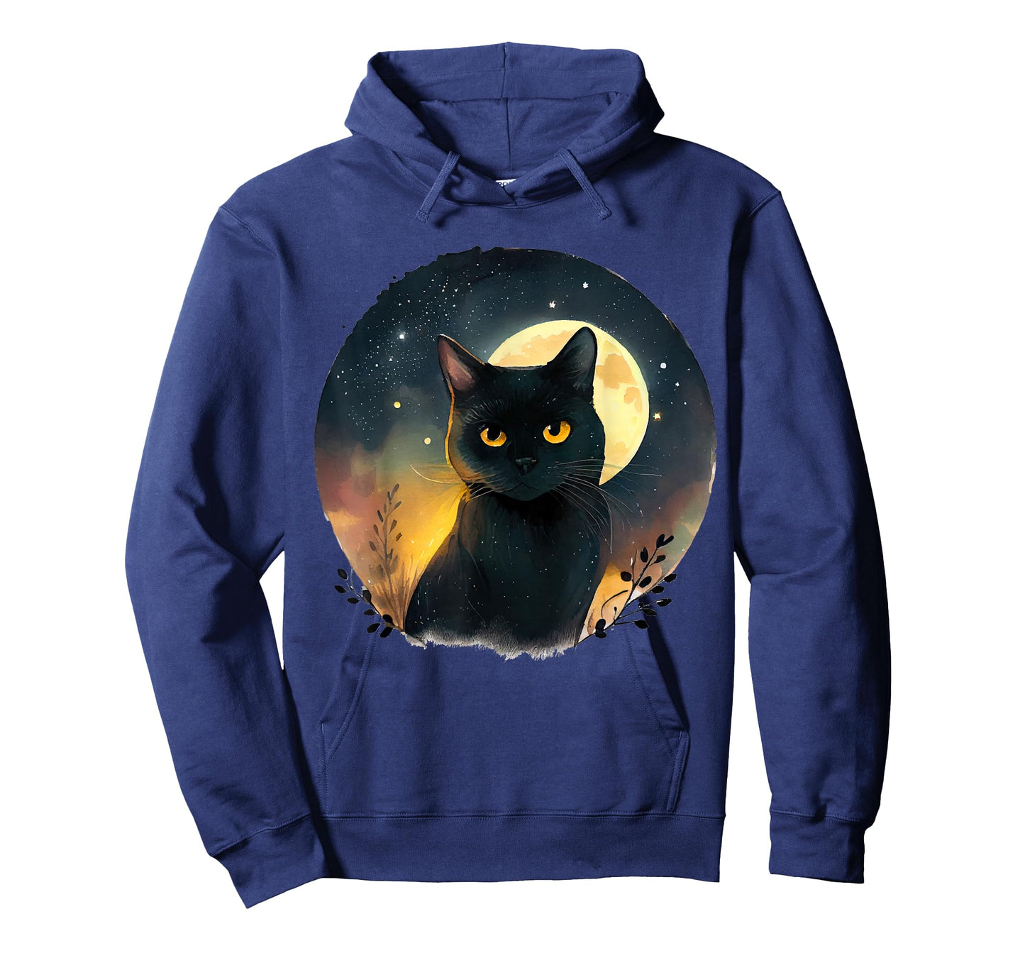 Cool Art Graphic Black Cat with Moon T-Shirt