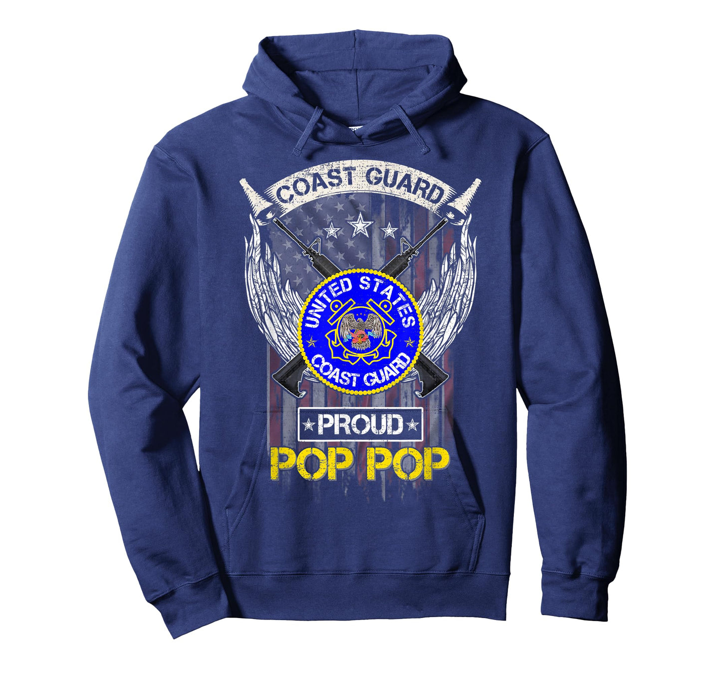 Vintage USA American Flag US Coast Guard Proud Pop Pop Funny Women Men T-Shirt