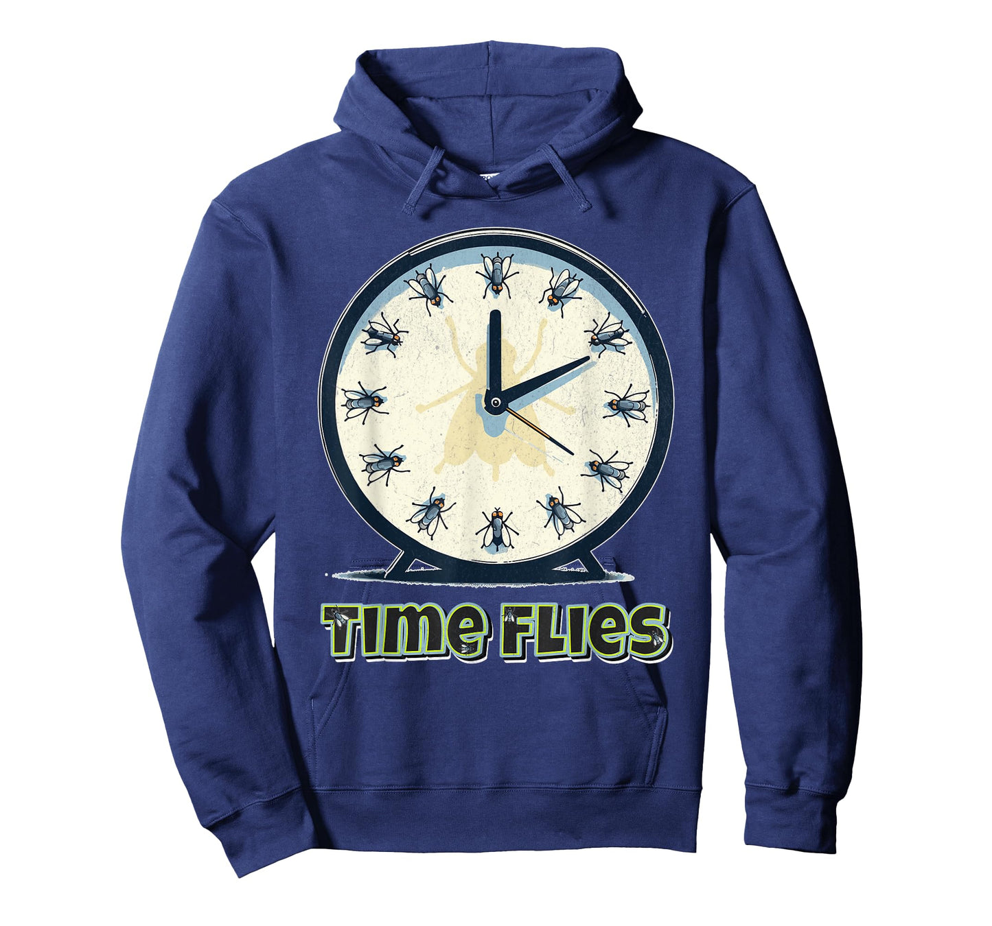 Time Flies Funny Clock Graphic Flying Bugs Pun T-Shirt