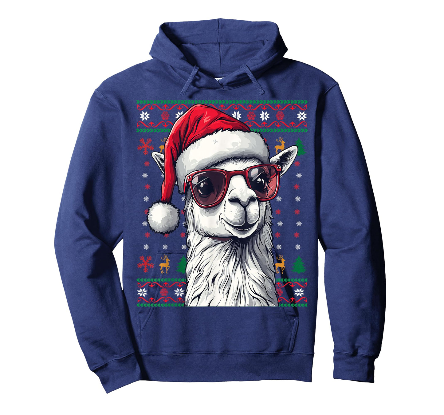 Llama Santa Hat Ugly Christmas Funny Holiday Llama Lover T-Shirt