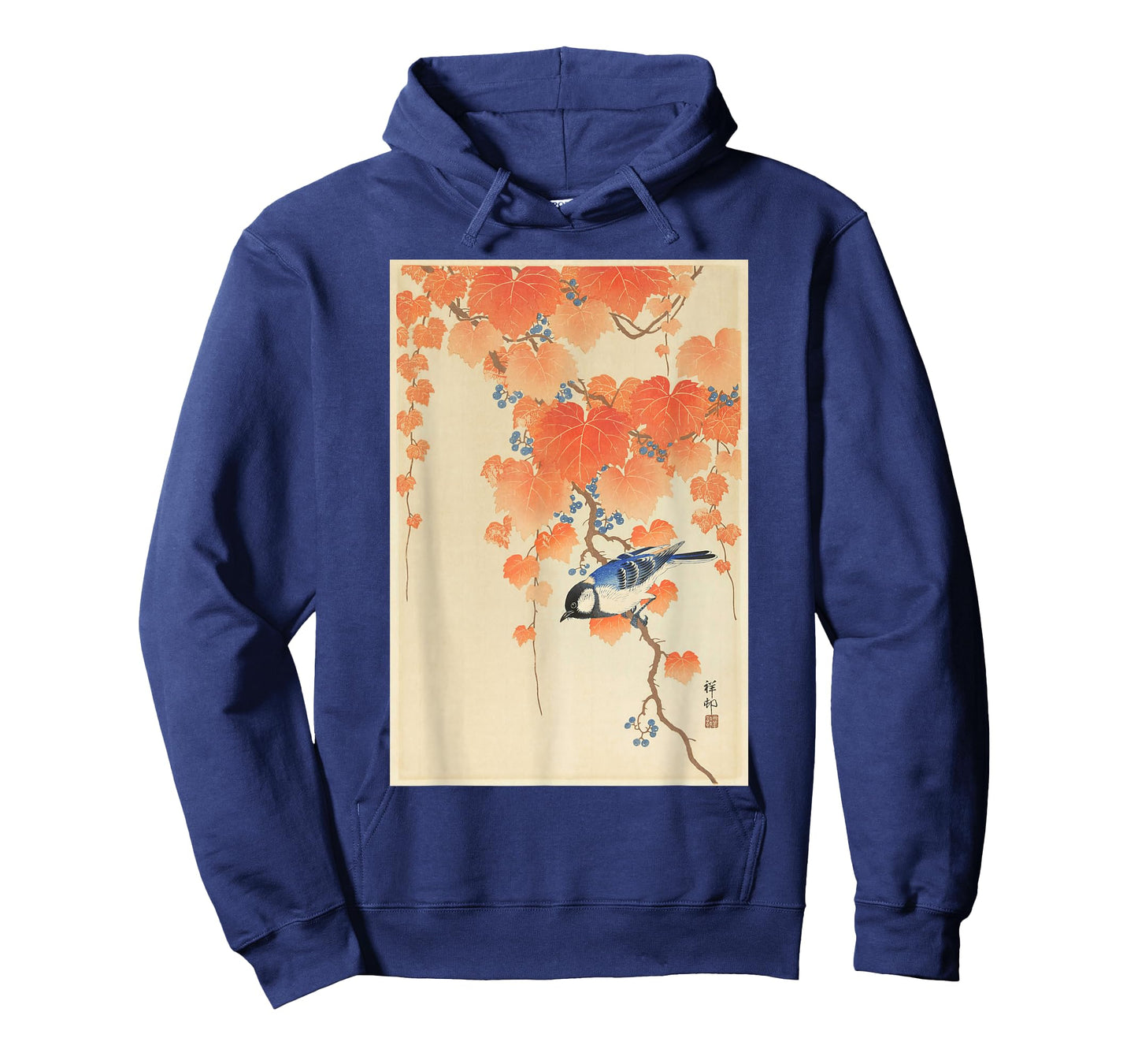 Vintage Japanese Art Naturalist Blue Song Bird Painting T-Shirt