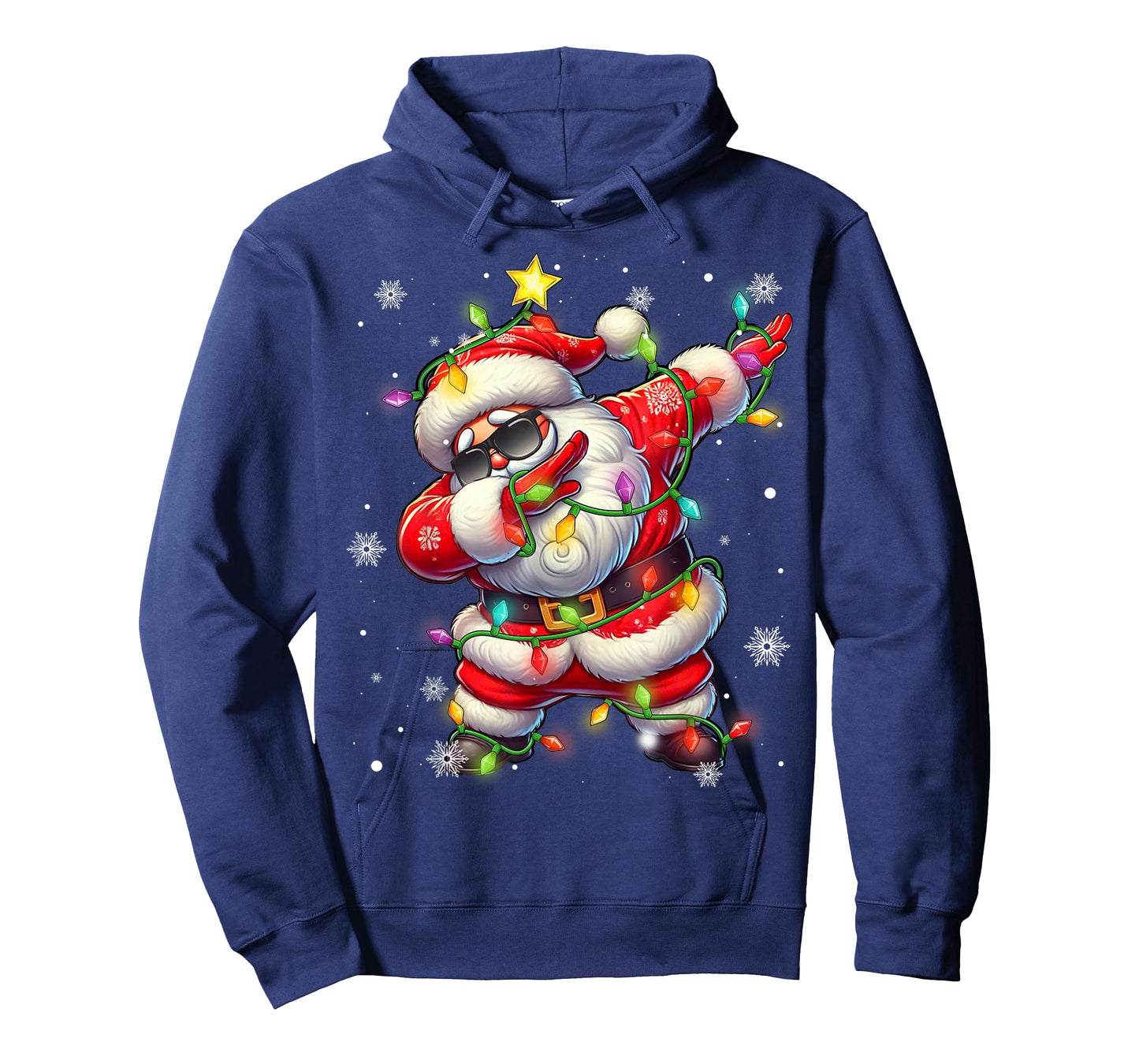 Dabbing Santa Xmas Lights Boys Men Kids Funny Christmas T-Shirt