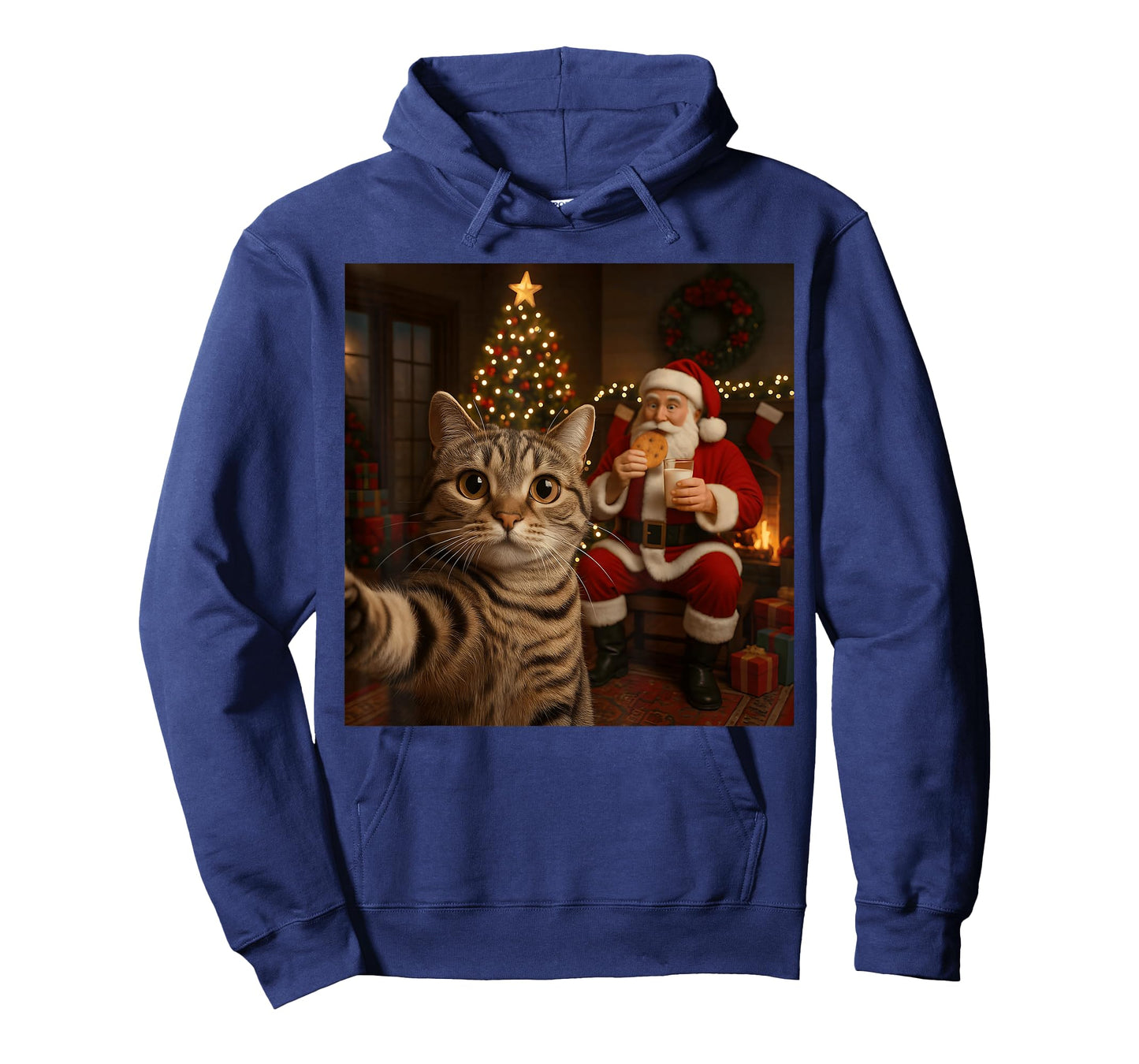 Funny Cat Selfie Santa Claus Eating Cookies Christmas Meme T-Shirt