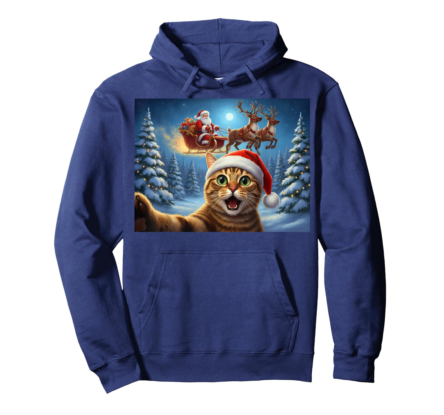 Cat Selfie Santa Claus Sleigh Reindeer Christmas Xmas Eve T-Shirt