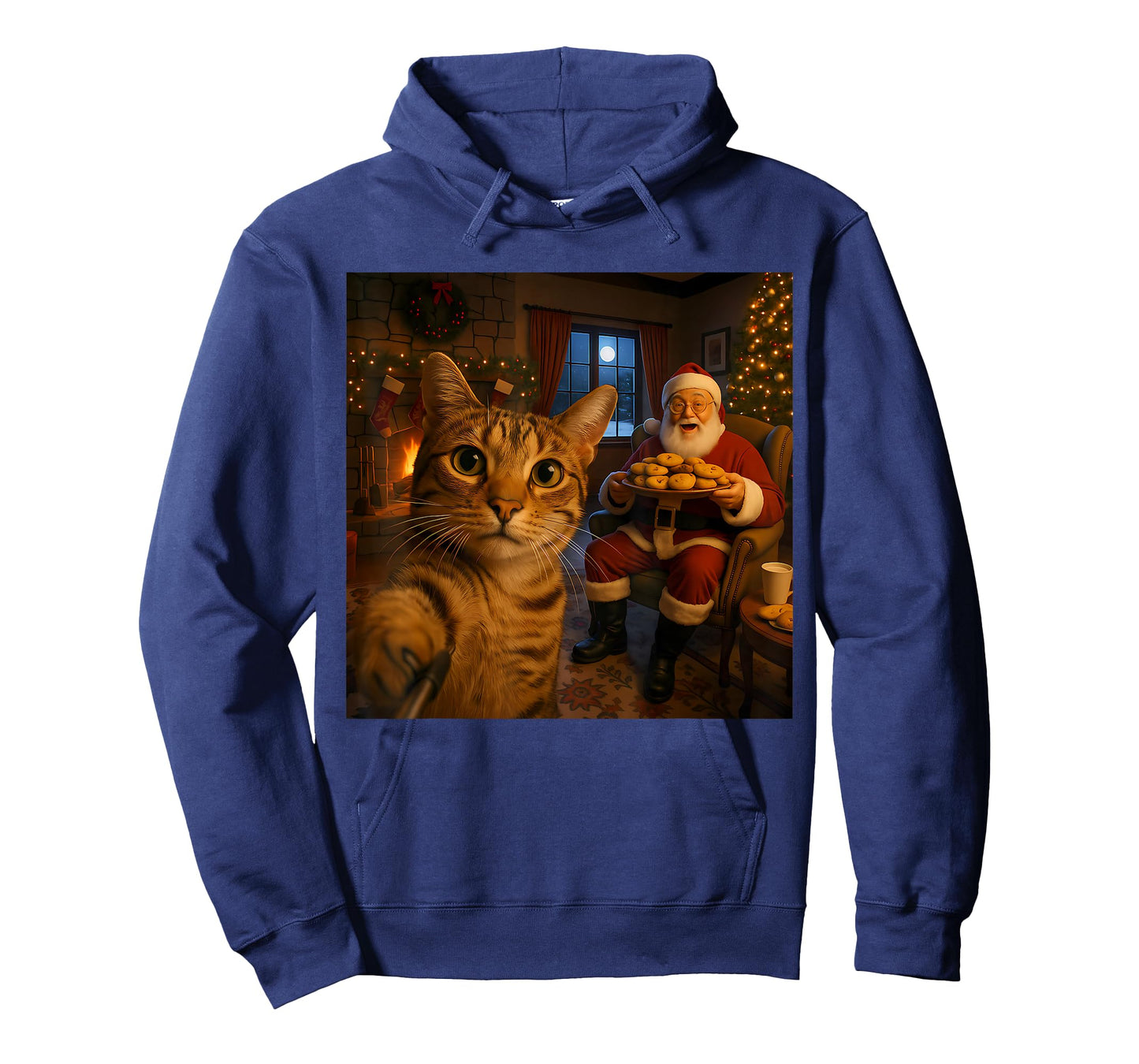 Funny Cat Selfie with Santa Claus Christmas Meme Men Women T-Shirt
