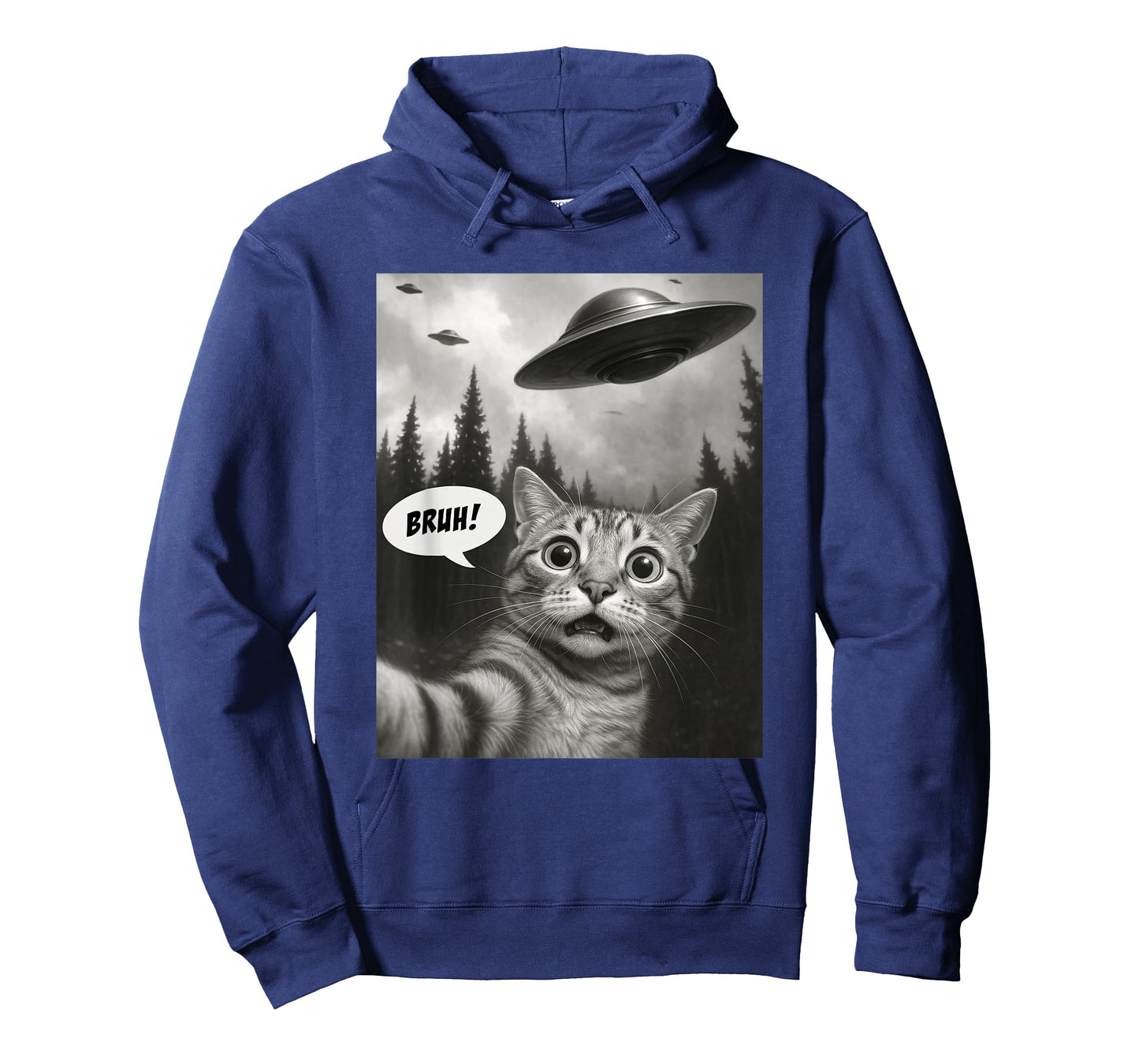 Funny Cat Bruh for Teens Boys Meme Cat Selfie with UFOs T-Shirt