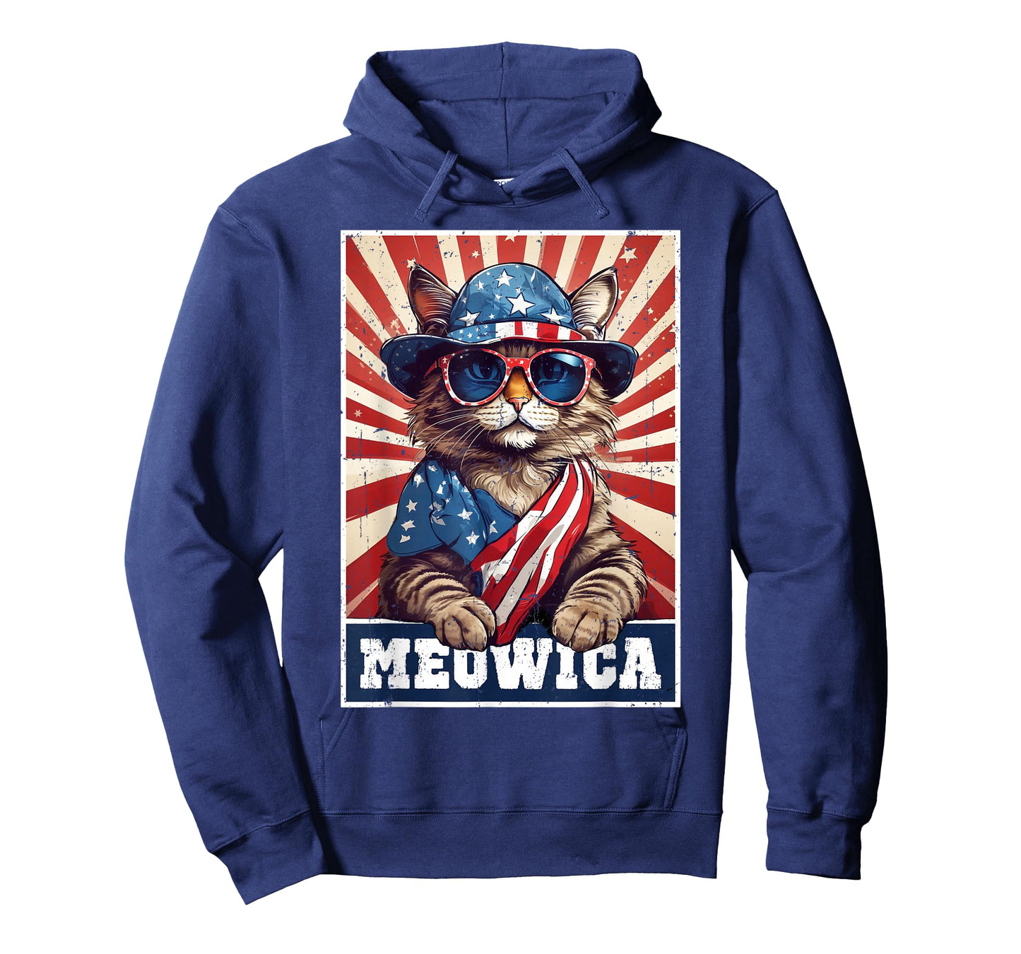 Meowica 4th of July Cat American Flag Funny 4th of July Cat T-Shirt