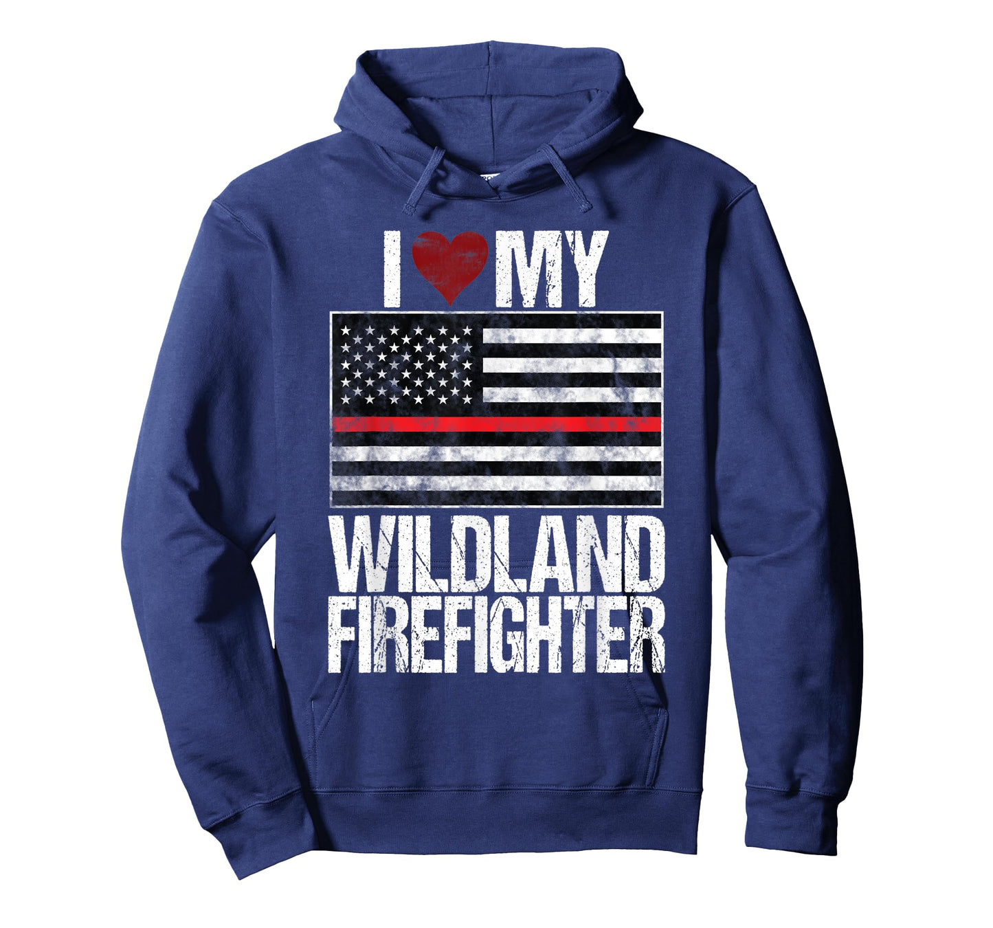I Love My Wildland Firefighter Red Line US Flag Family Gift T-Shirt