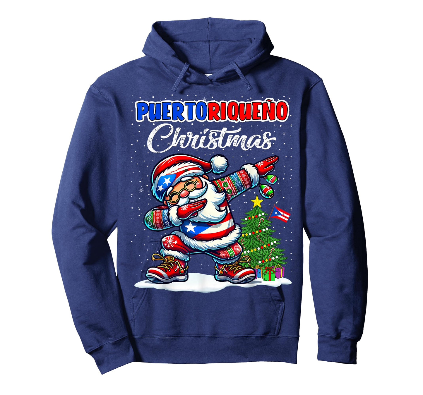 Puerto Rico Dabbing Santa Christmas Puerto Rico Flag for T-Shirt