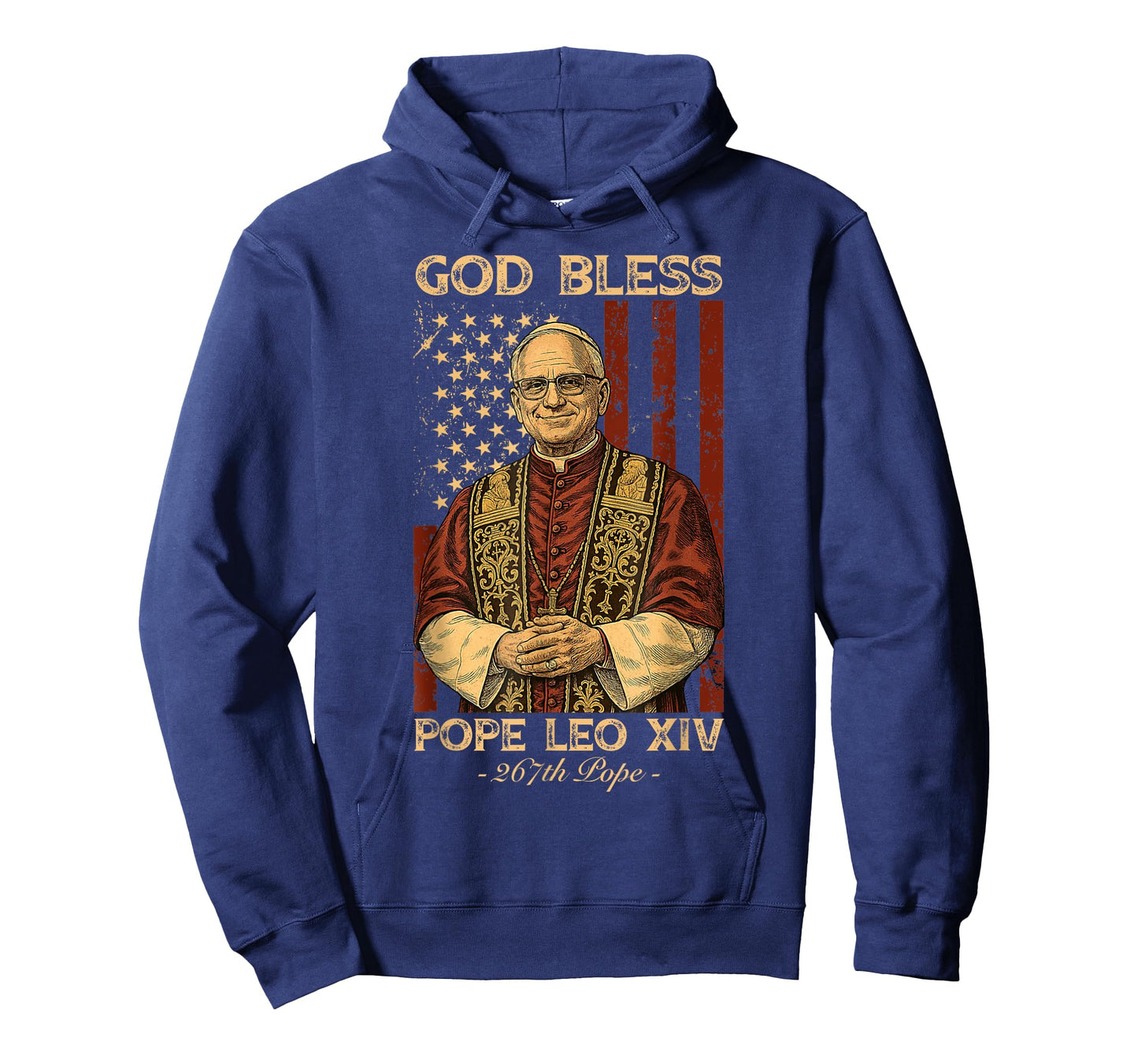 God Bless Pope Leo XIV Robert Francis Prevost American Flag T-Shirt