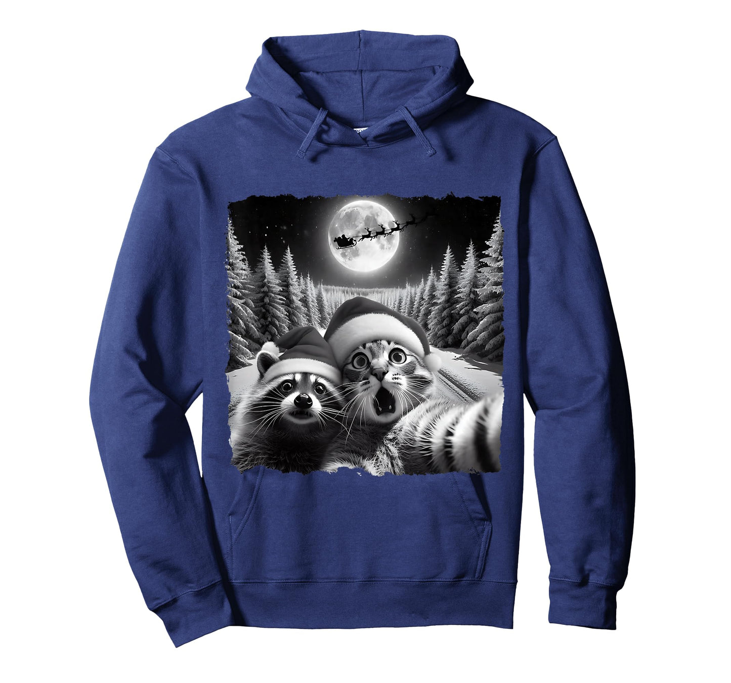 Christmas Xmas Holiday Funny Cat Taking Selfie Racoon Santa T-Shirt