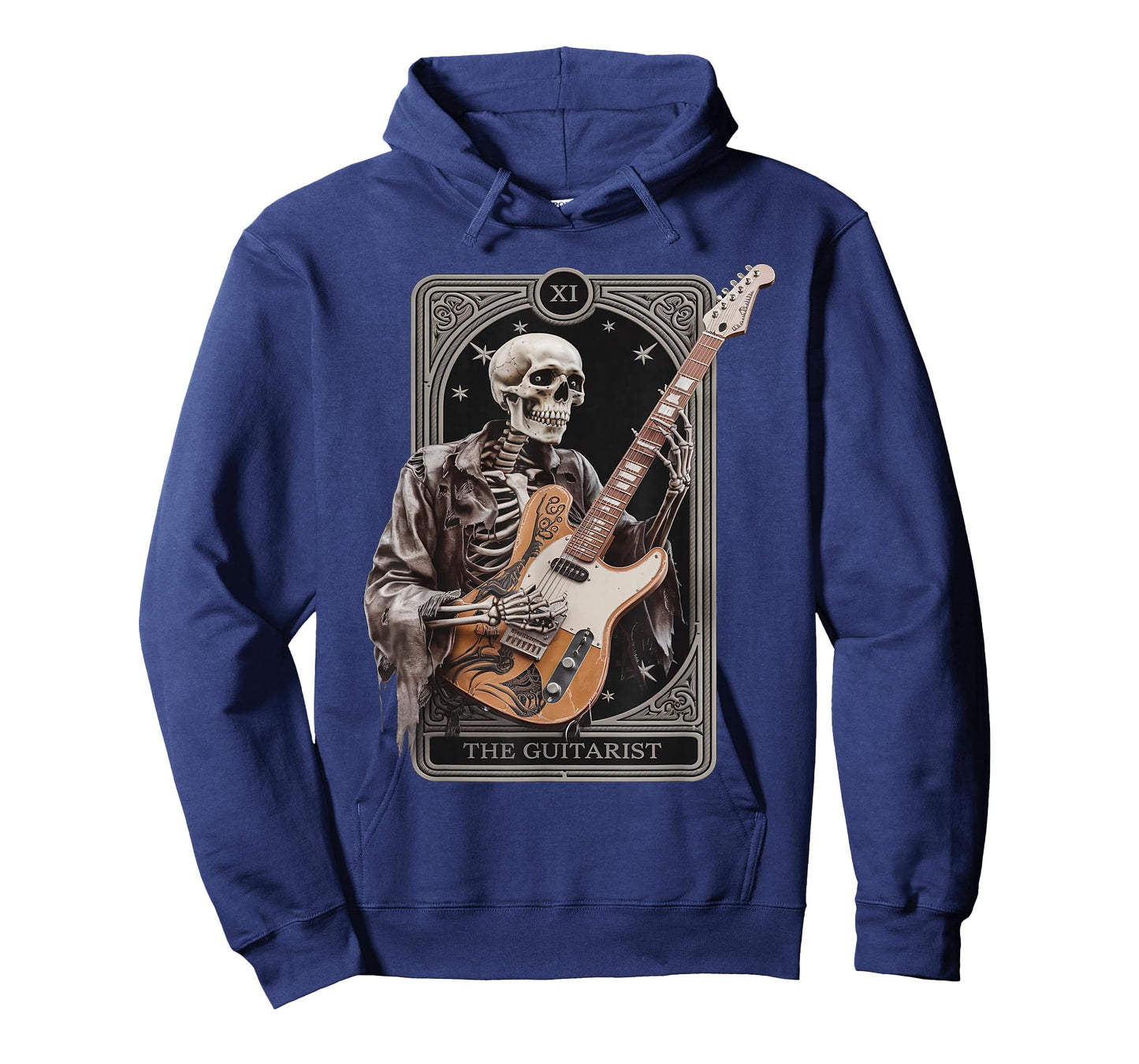 Gothic Musician Guitar Skeleton Guitarist Tarot Card T-Shirt