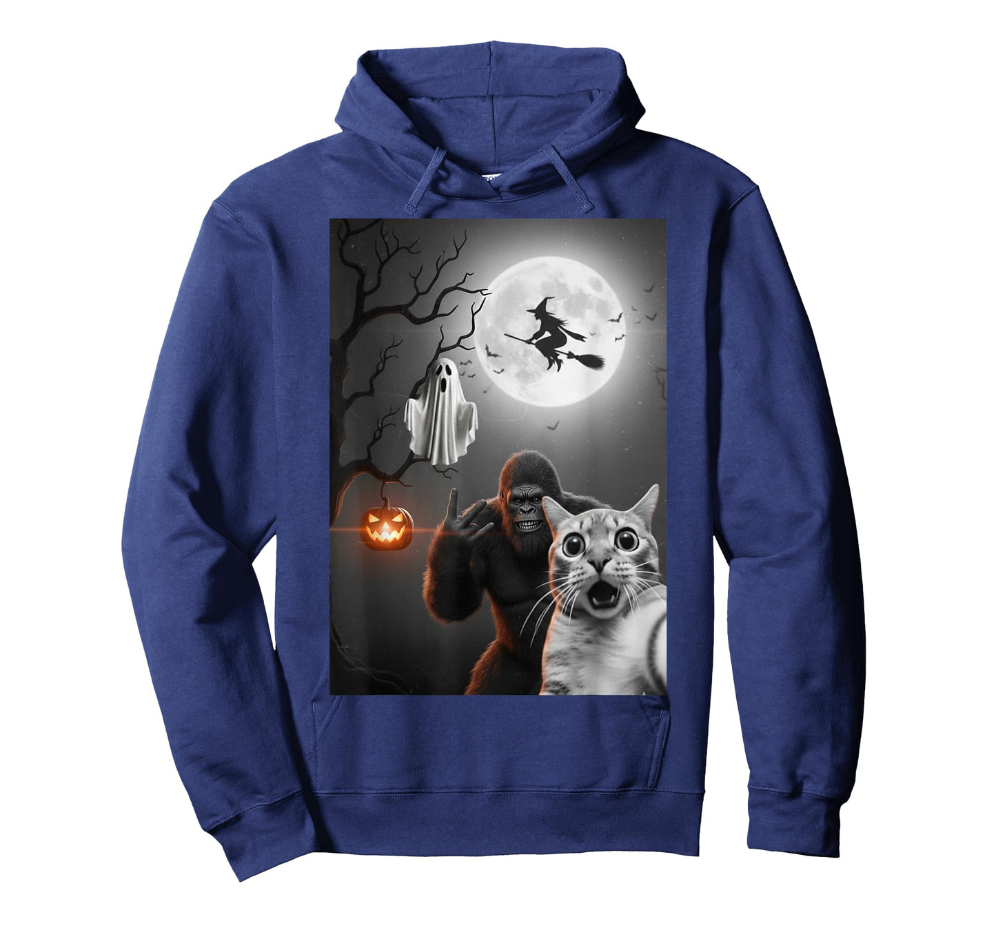 Funny Halloween Spooky cat Ghost Bigfoot Costume Men Women T-Shirt