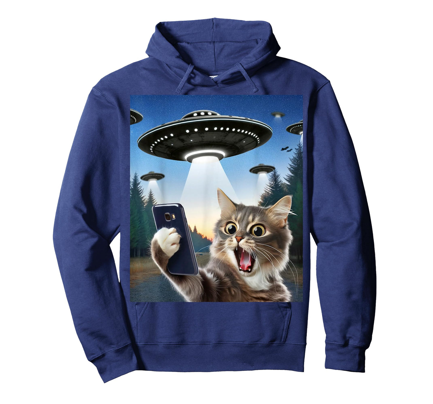Funny Cat Selfie With Ufos T-Shirt