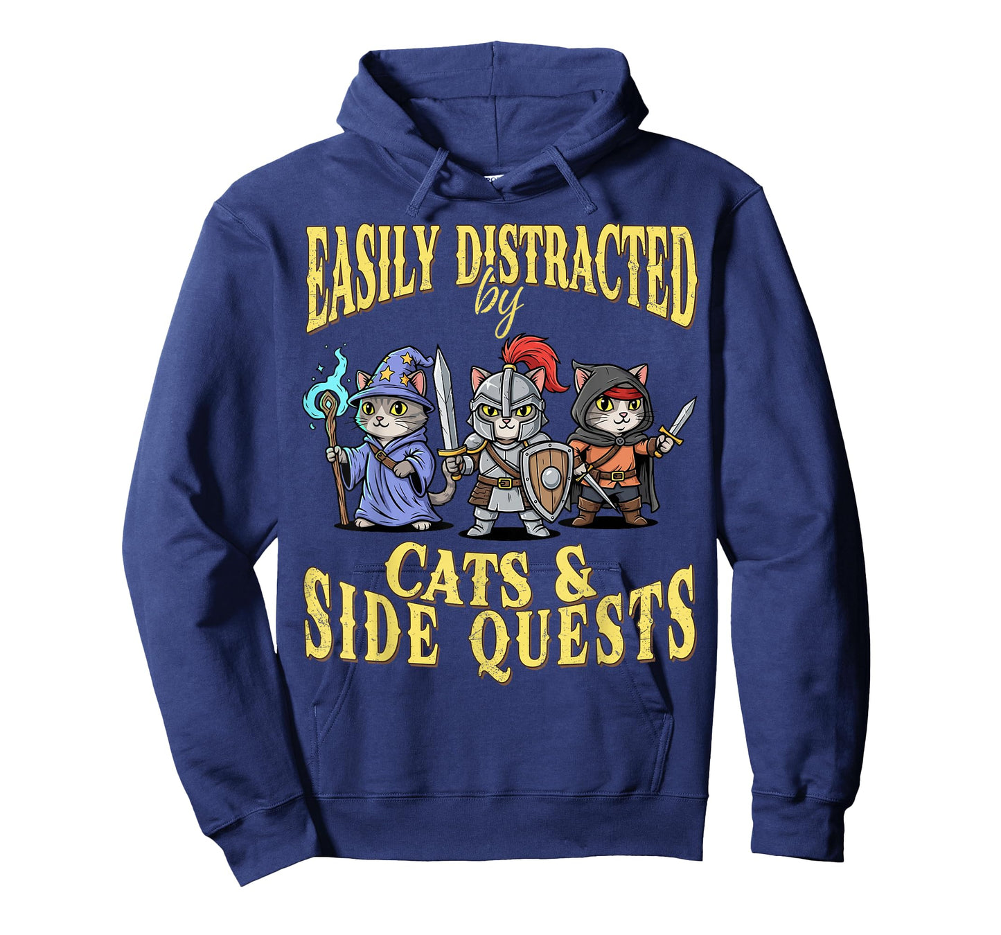 Easily Distracted by Cats Side Quests RPG Cat Gamer Fantasy T-Shirt