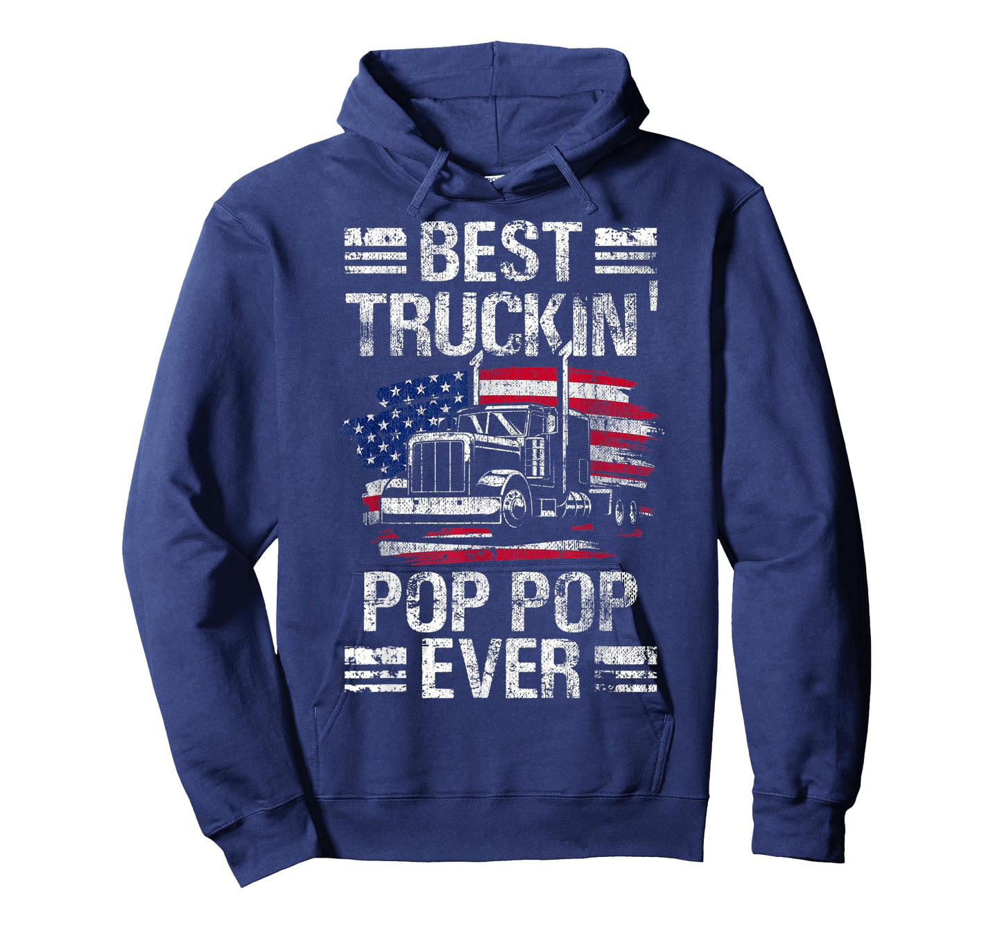 Mens Best Truckin Pop Pop Ever USA Flag Semi Truck Driver Gift T-Shirt