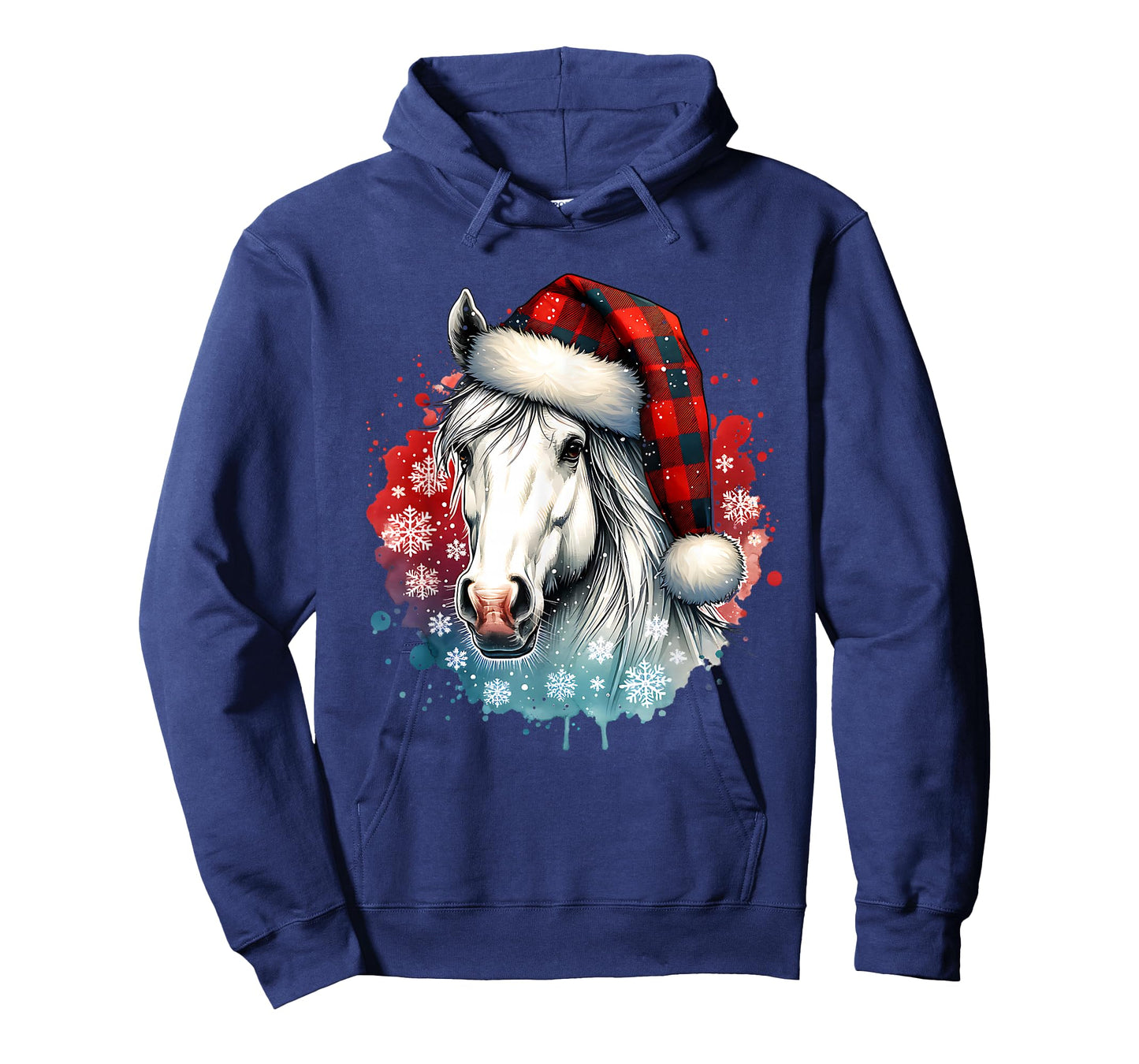 Christmas Horse Santa Hat Red Buffalo Plaid Xmas Horses T-Shirt