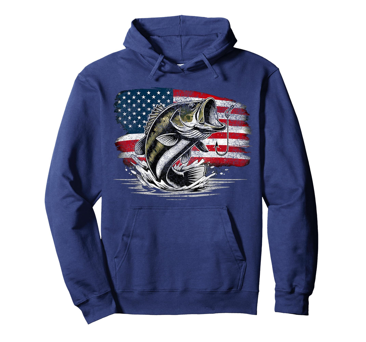Fishing Retro US American Flag Bass Fish Fisherman Camo T-Shirt