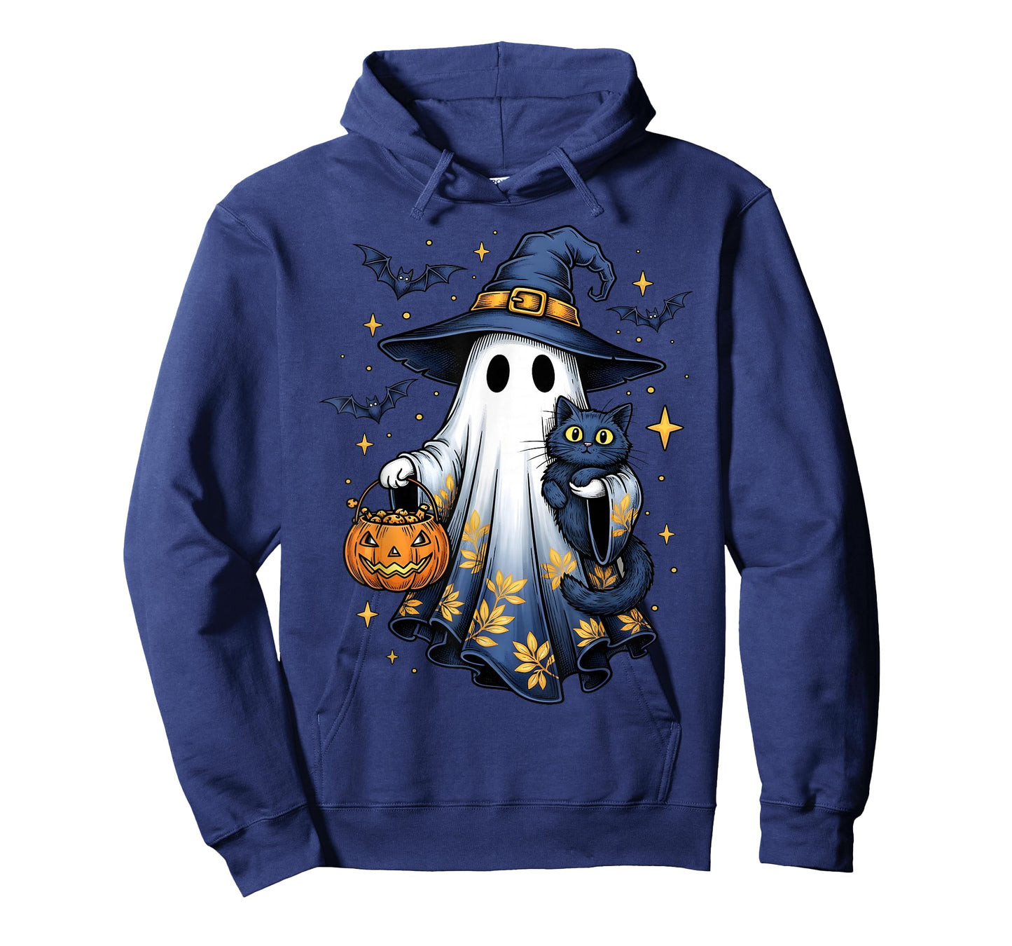 Halloween Ghost Witch Holding Black Cat Funny Halloween T-Shirt
