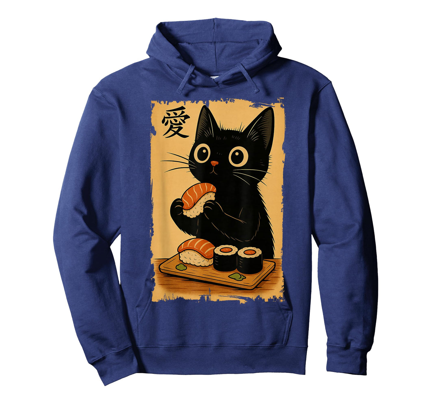 Cute Kawaii Black Cat Eating Sushi Funny Japanese Black Cat T-Shirt