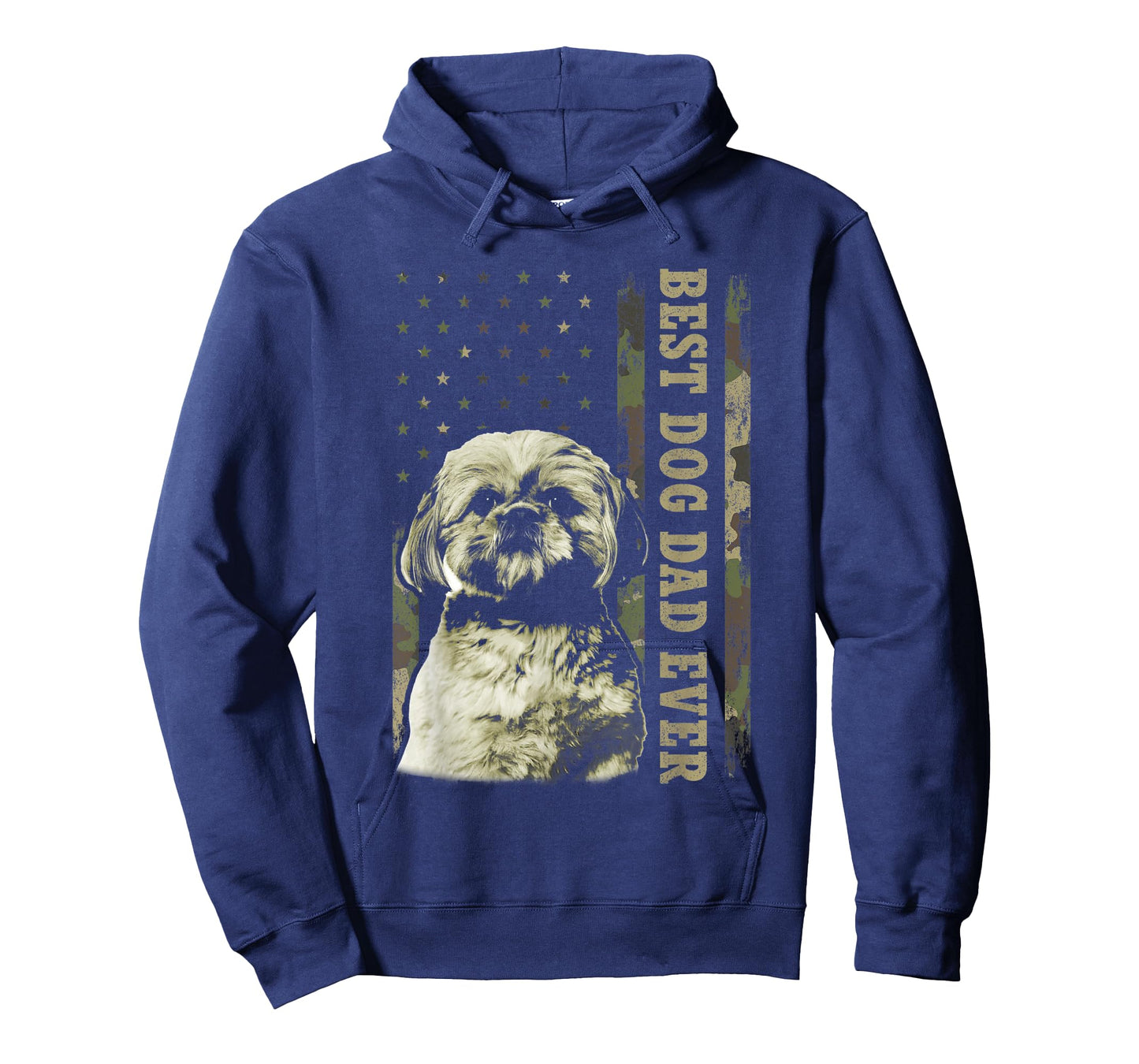 Best Shih Tzu Dad Ever Shirt, Camo American Flag Dog Dad T-Shirt