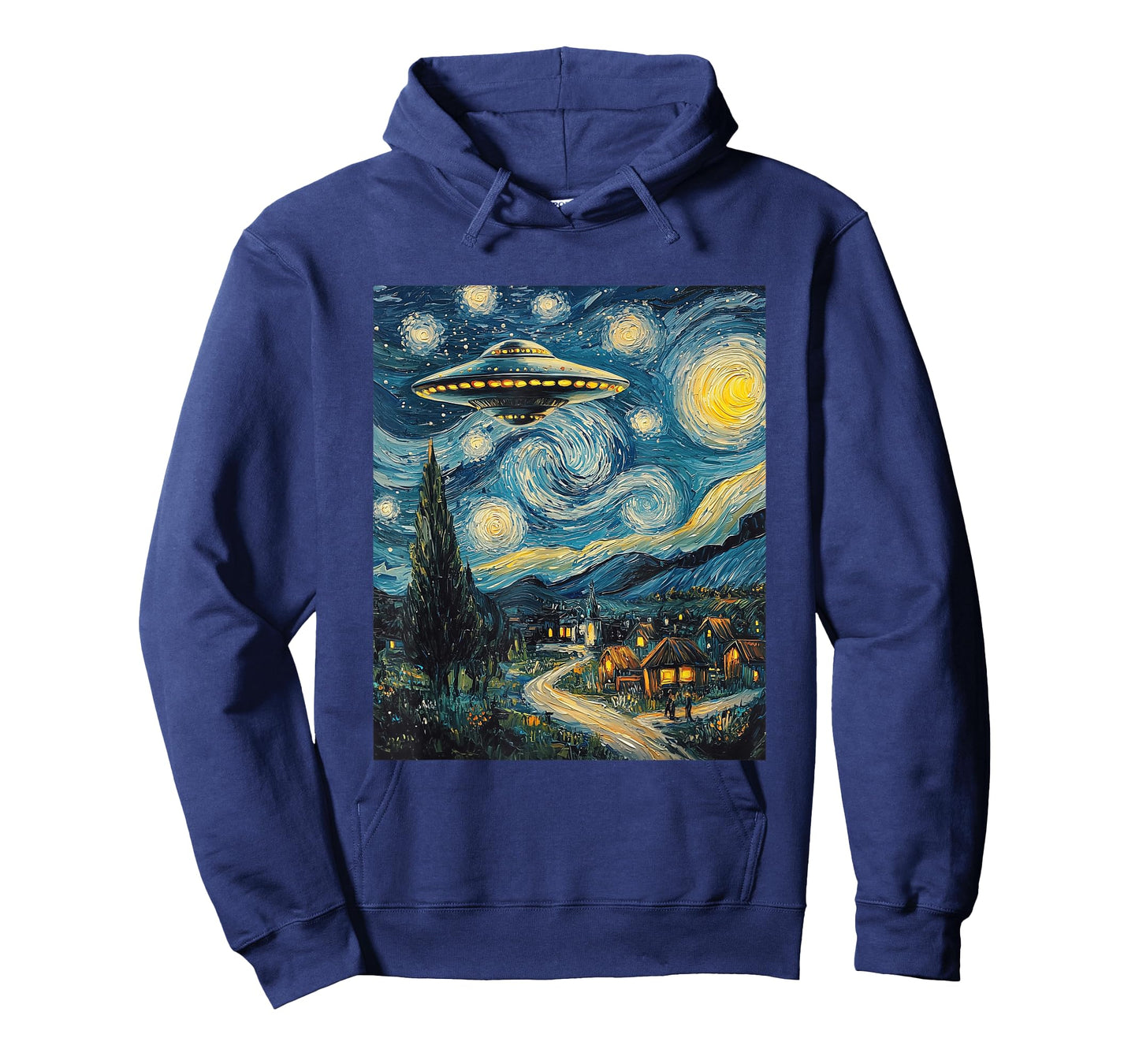 UFO Aliens Flying Saucer - Van Gogh Style - Starry Night T-Shirt