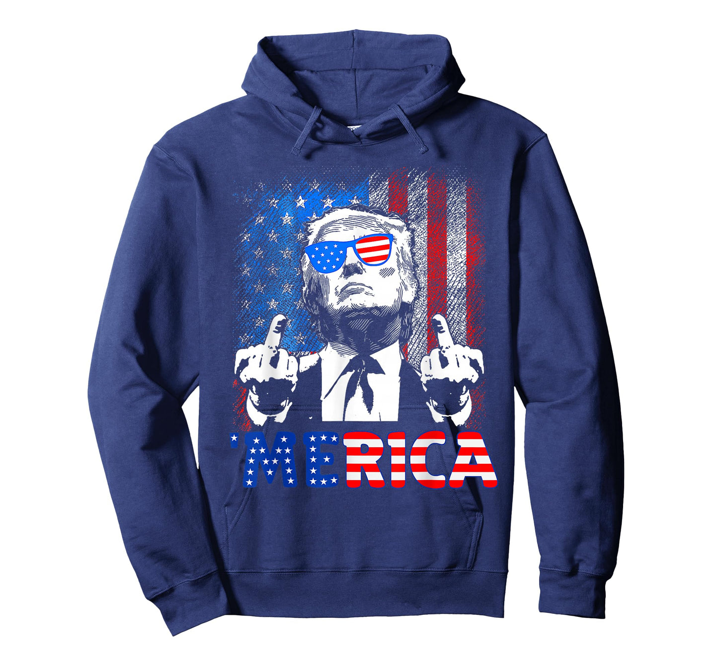 Funny Trump 4th of July Merica American Flag Sunglasses T-Shirt