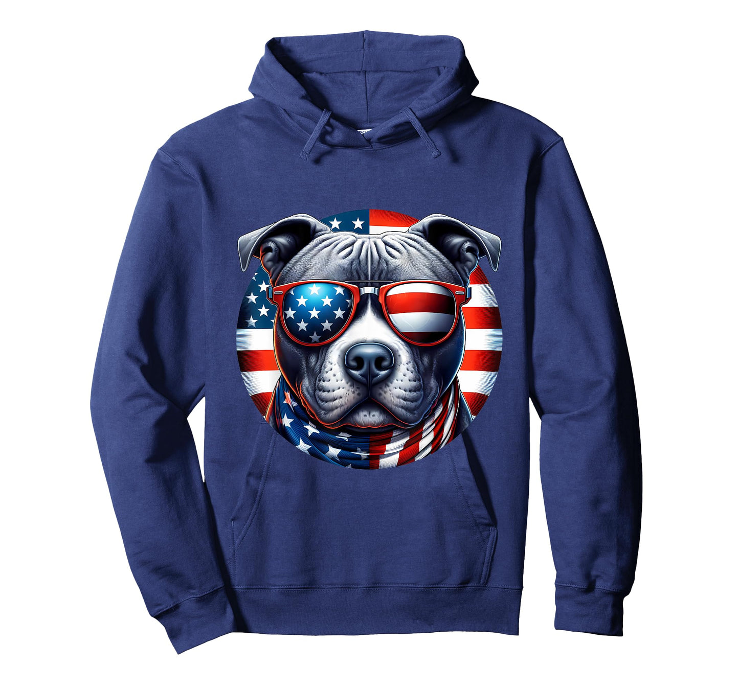 4th of July Pit Bull Wearing Sunglasses American Flag Bully T-Shirt