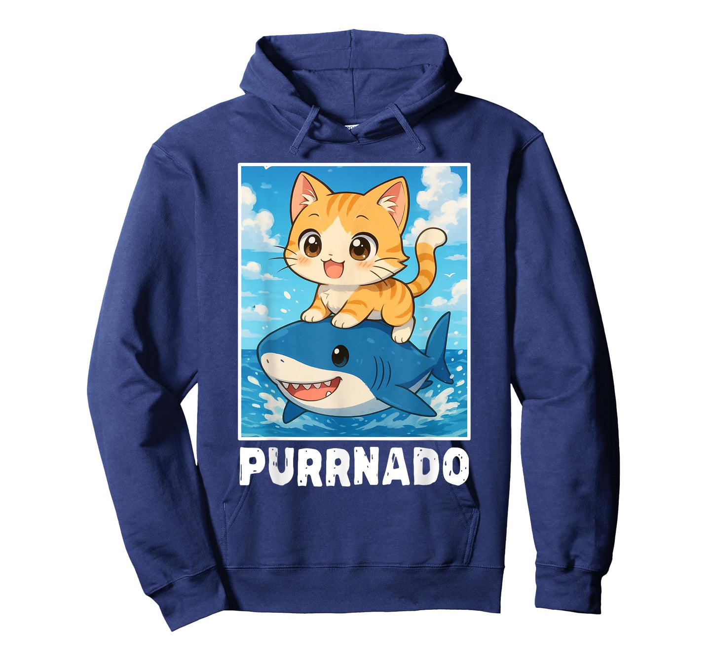 Purrnado, Cute Kitten Cat Riding Shark T-Shirt for Men Women Kids