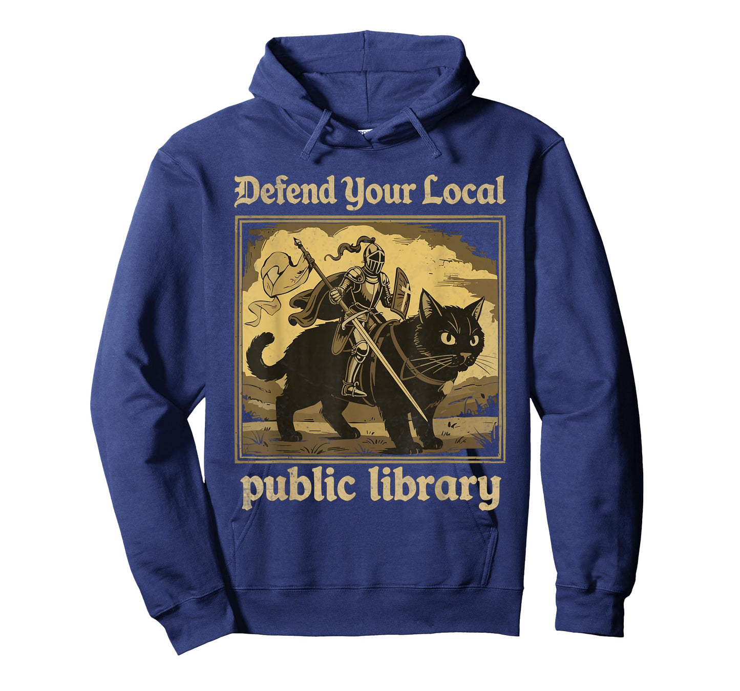 Defend Your Local Public Library Funny Knight Cat T-Shirt