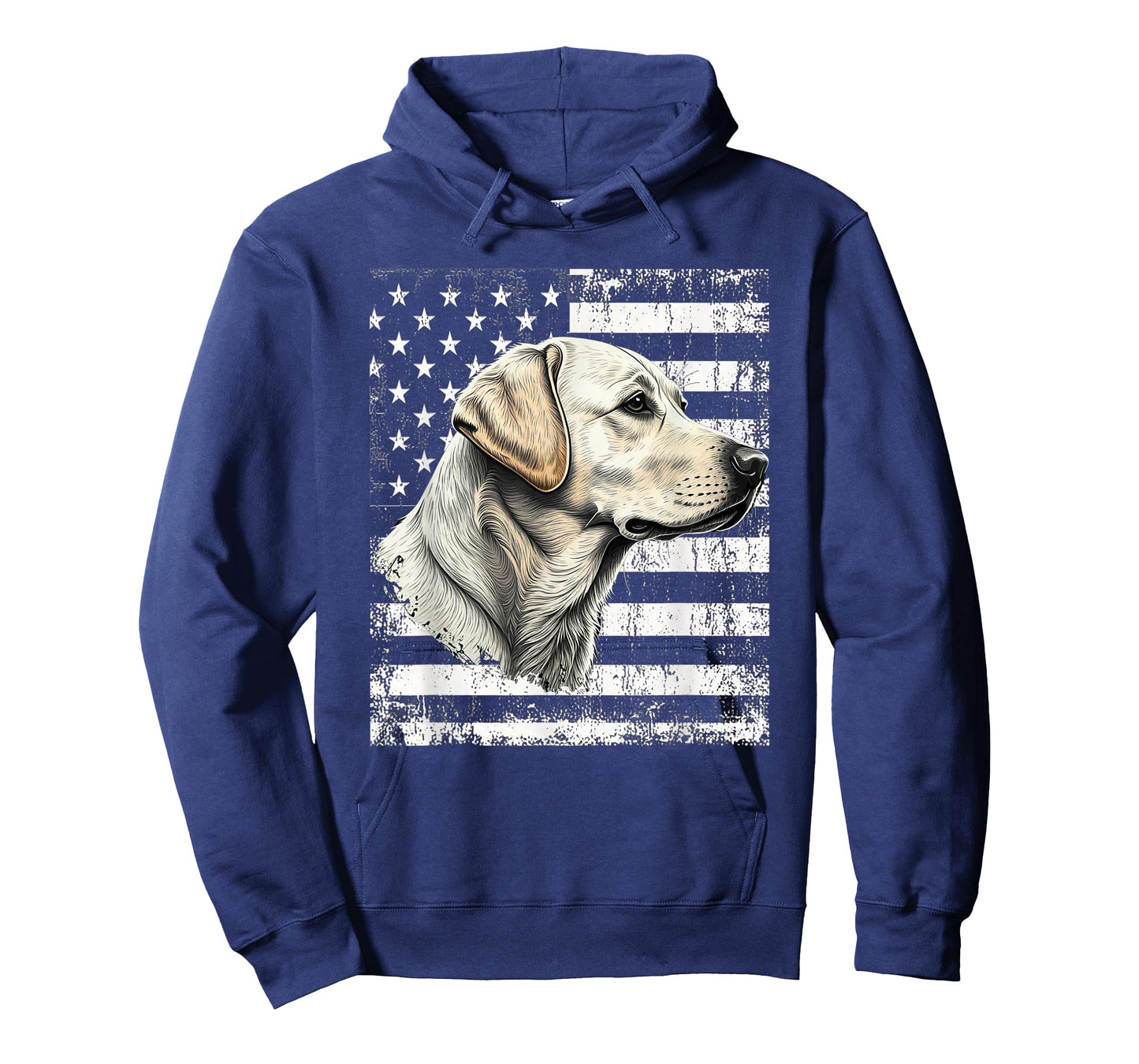 Patriotic USA Flag Yellow Labrador Distressed Retro Design T-Shirt