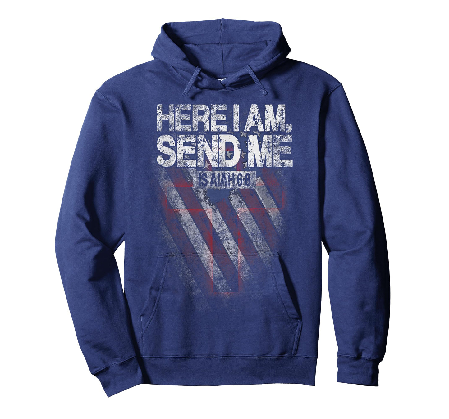 Here I Am Send Me American Flag Cross Isaiah 6:8 Bible Verse T-Shirt