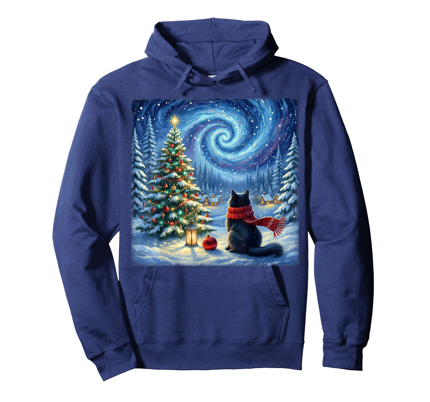 Cat Starry Night Christmas Cats Lover Winter Holiday Xmas T-Shirt