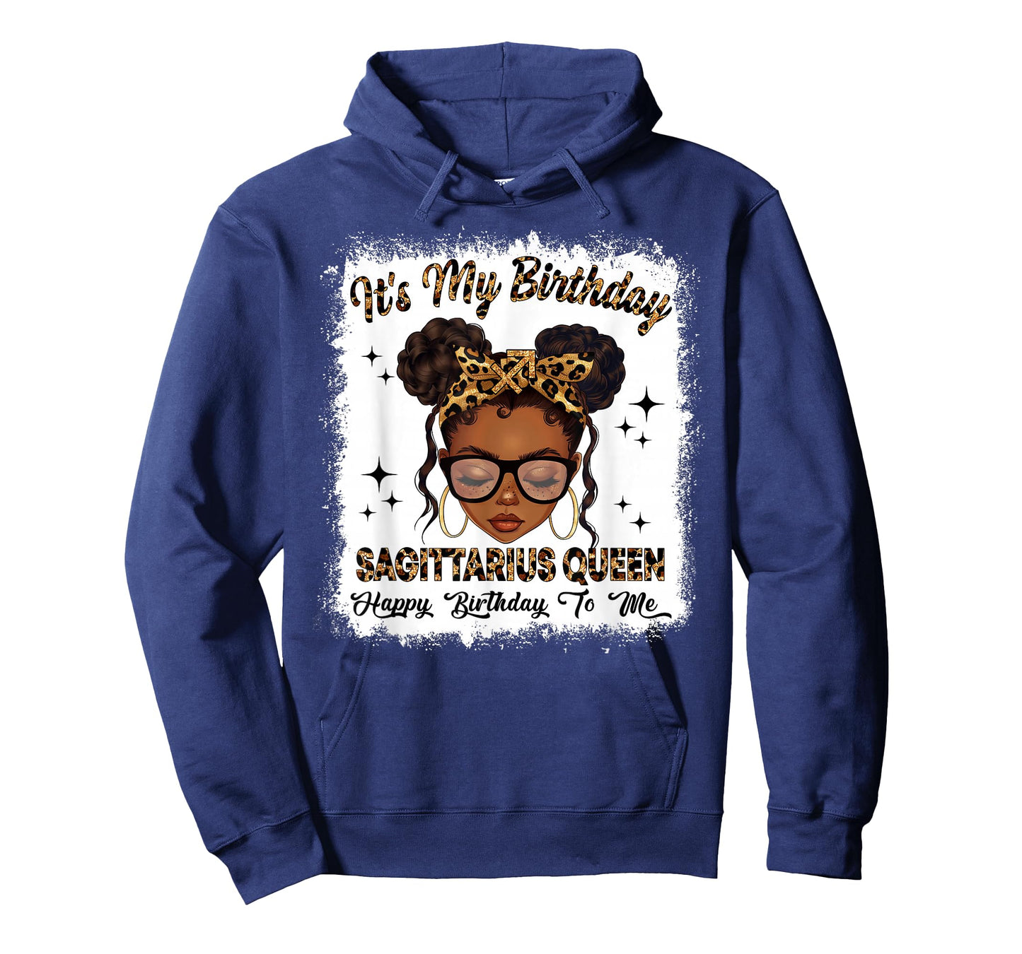 Sagittarius Queen Messy Bun Zodiac Sign Birthday Woman Girl T-Shirt