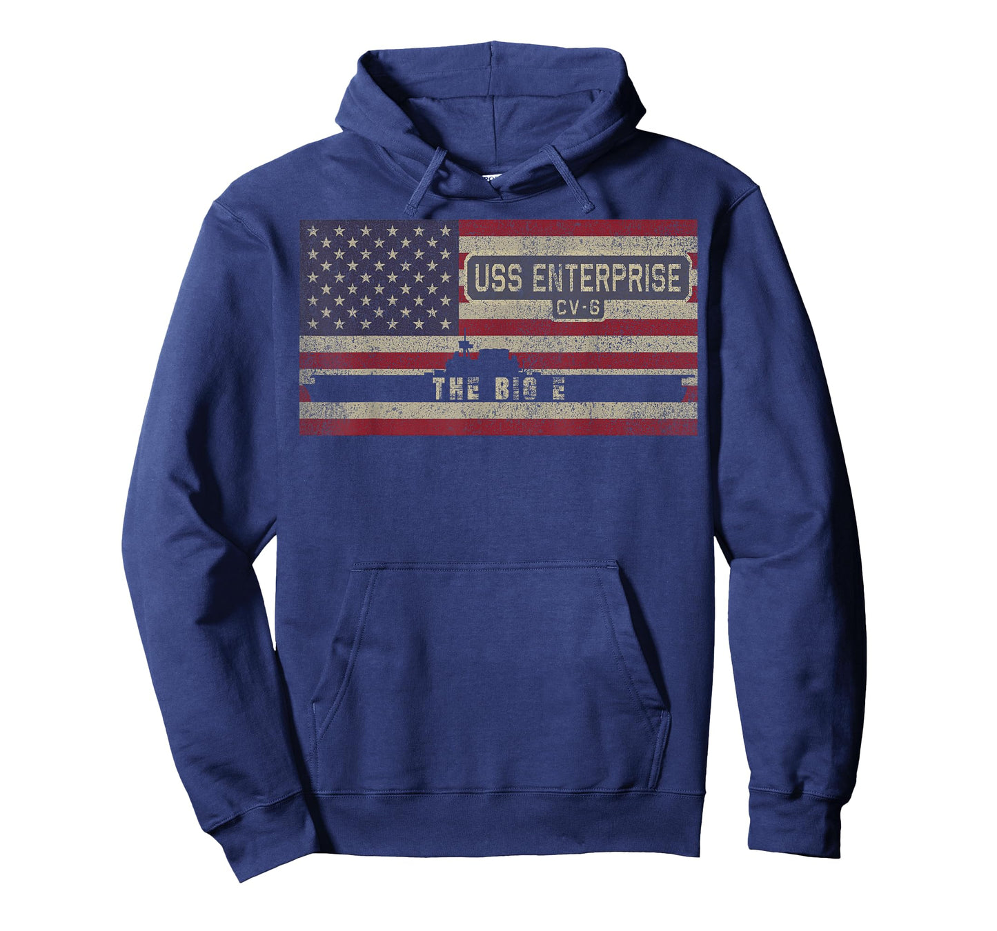 USS Enterprise CV-6 WW2 Aircraft Carrier USA American Flag T-Shirt
