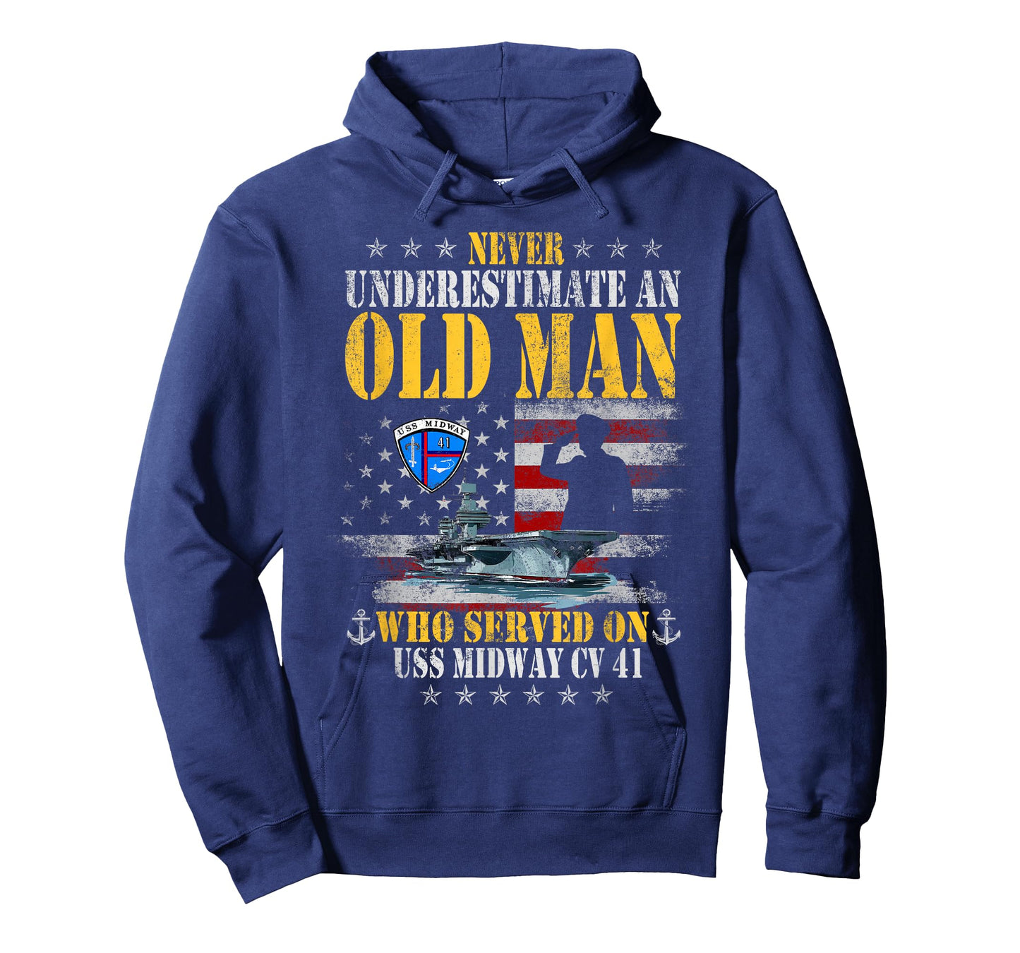 USS Midway CV 41 Aircraft Carrier Flag Underestimate Old Man T-Shirt