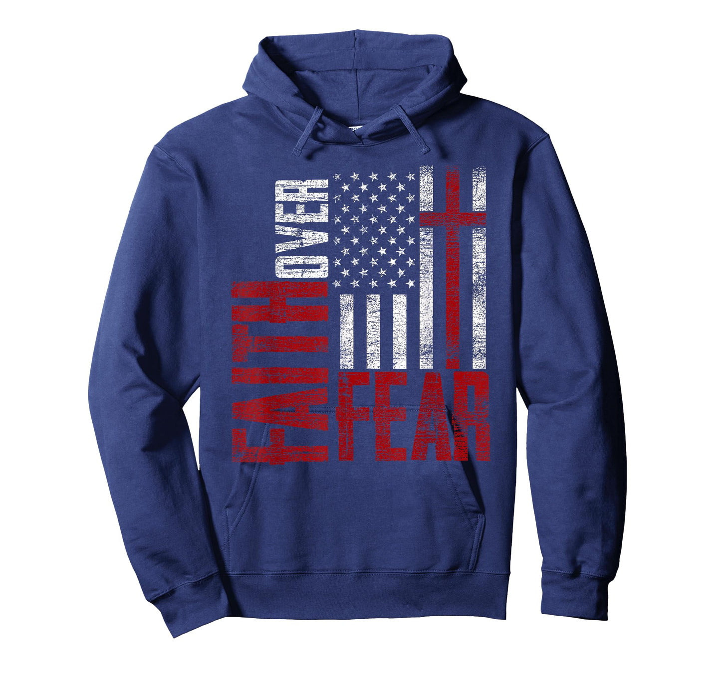 Patriotic Devotee USA Flag Cross Faith Over Fear Jesus T-Shirt
