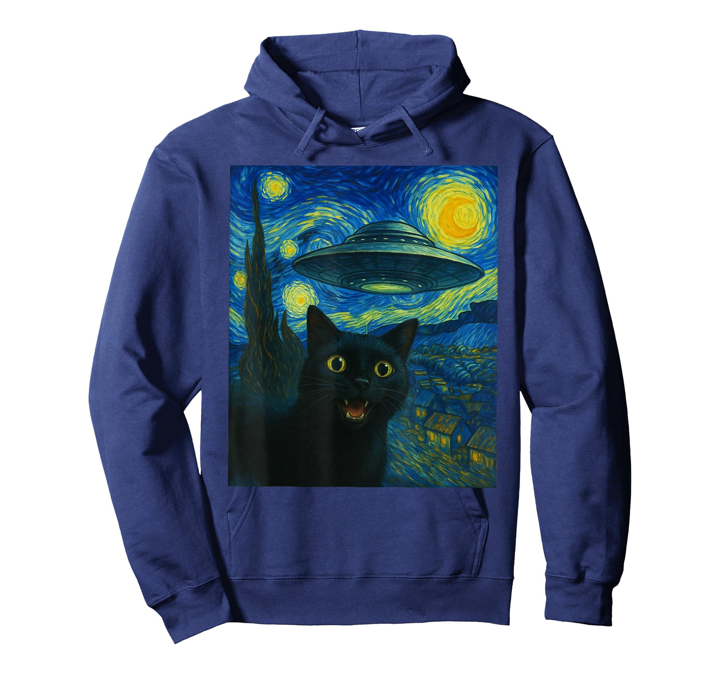 Cat Selfie with Alien UFO Night Van Gogh Gifts Men Women Kid T-Shirt