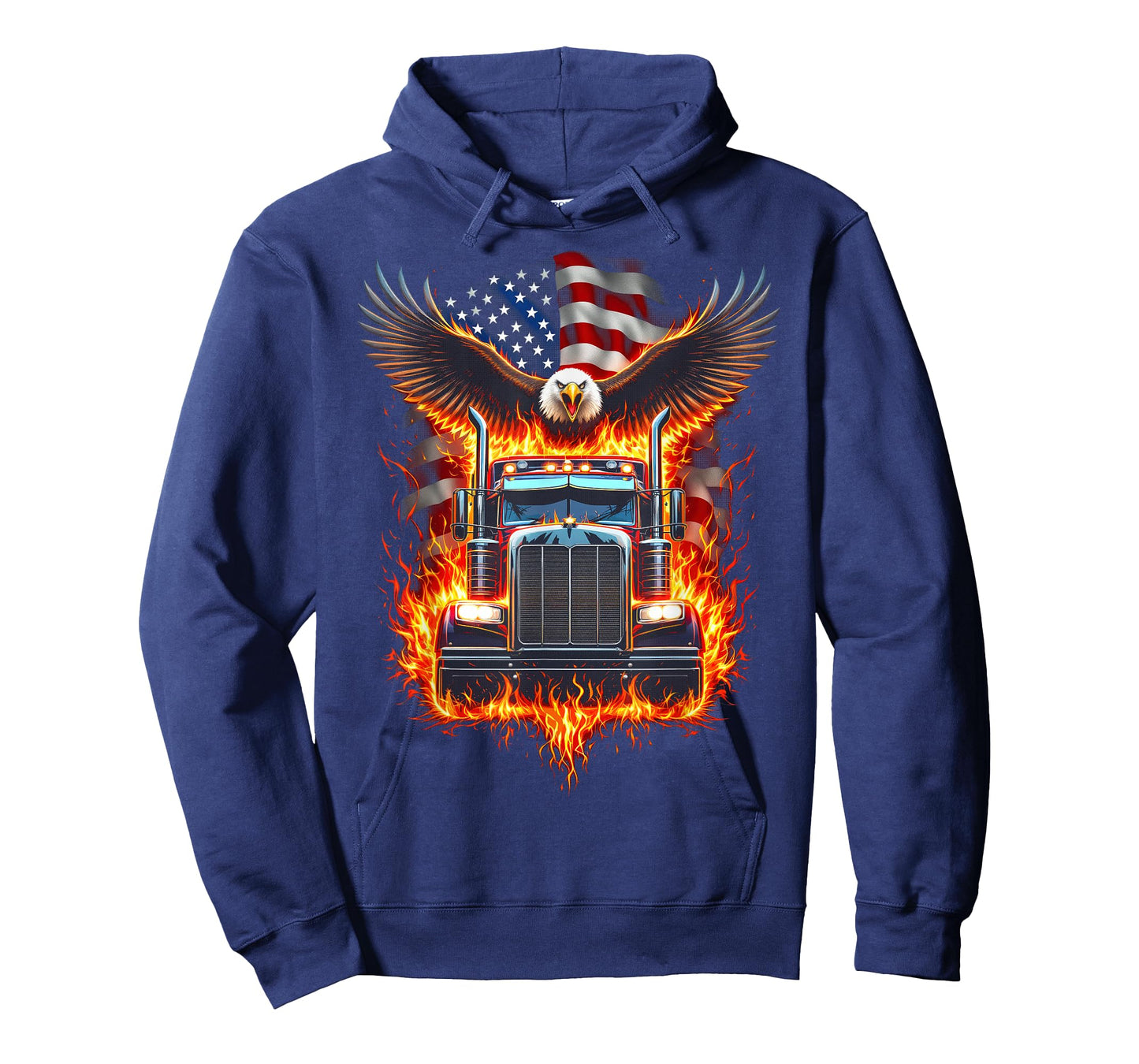 Trucker Patriotic American Flag Semi Truck Driver Eagle T-Shirt