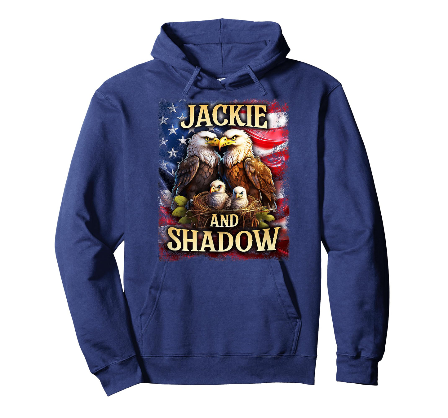 Jackie And Shadow Bald Eagle On US American Flag T-Shirt