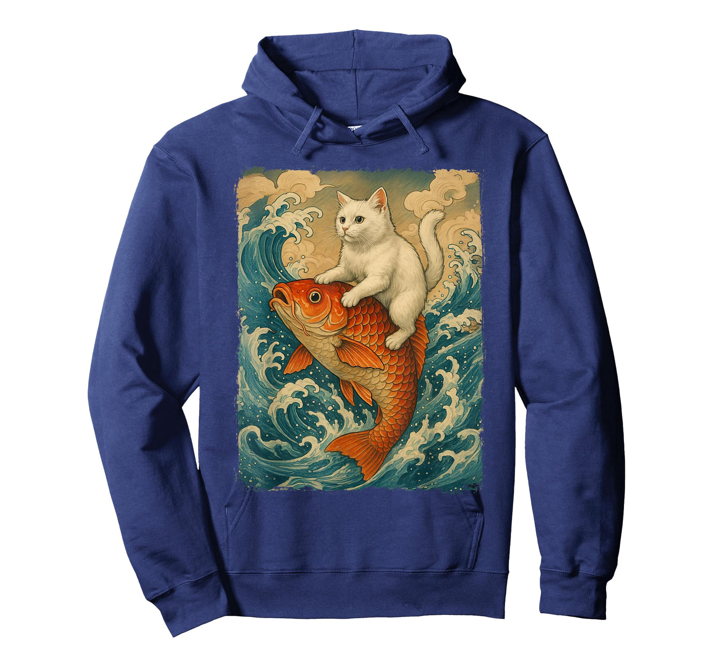 Graphic Tee Men Women Funny Cat Koi Japanese Art Wave T-Shirt