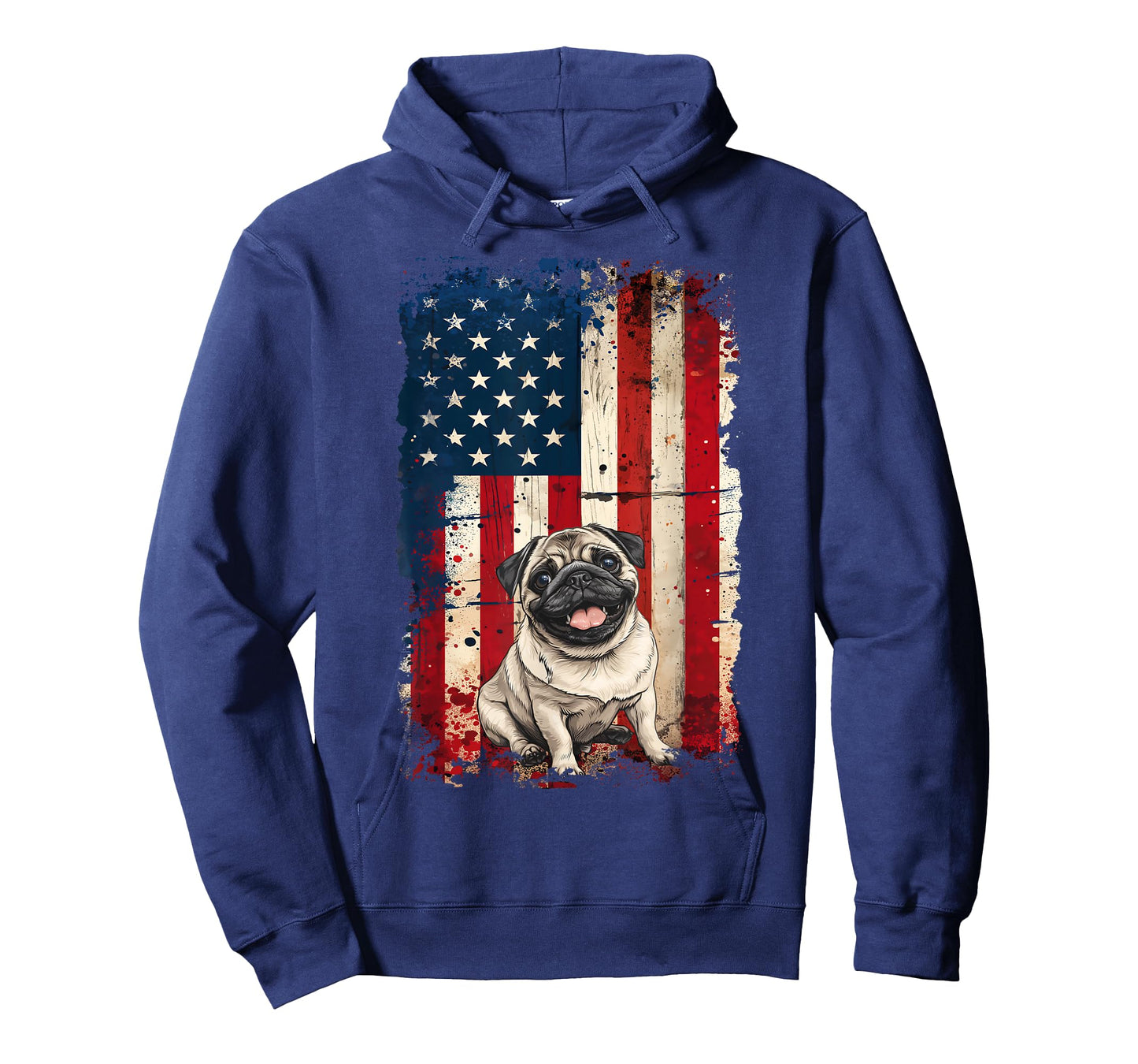 Pug American Flag USA Patriotic 4th of July T-Shirt