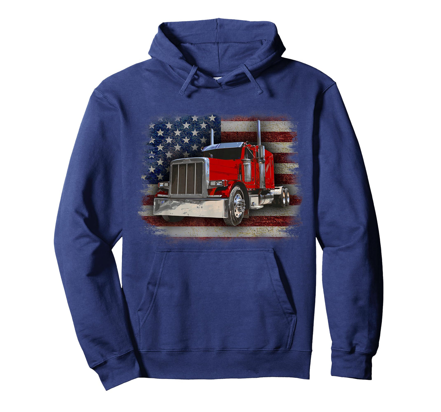 Trucker T-Shirt American Flag and Big Rig T-Shirt