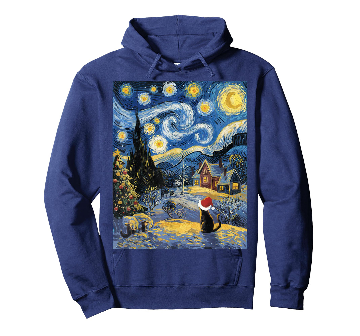Starry Night Festive Christmas Cat Santa Winter Xmas T-Shirt