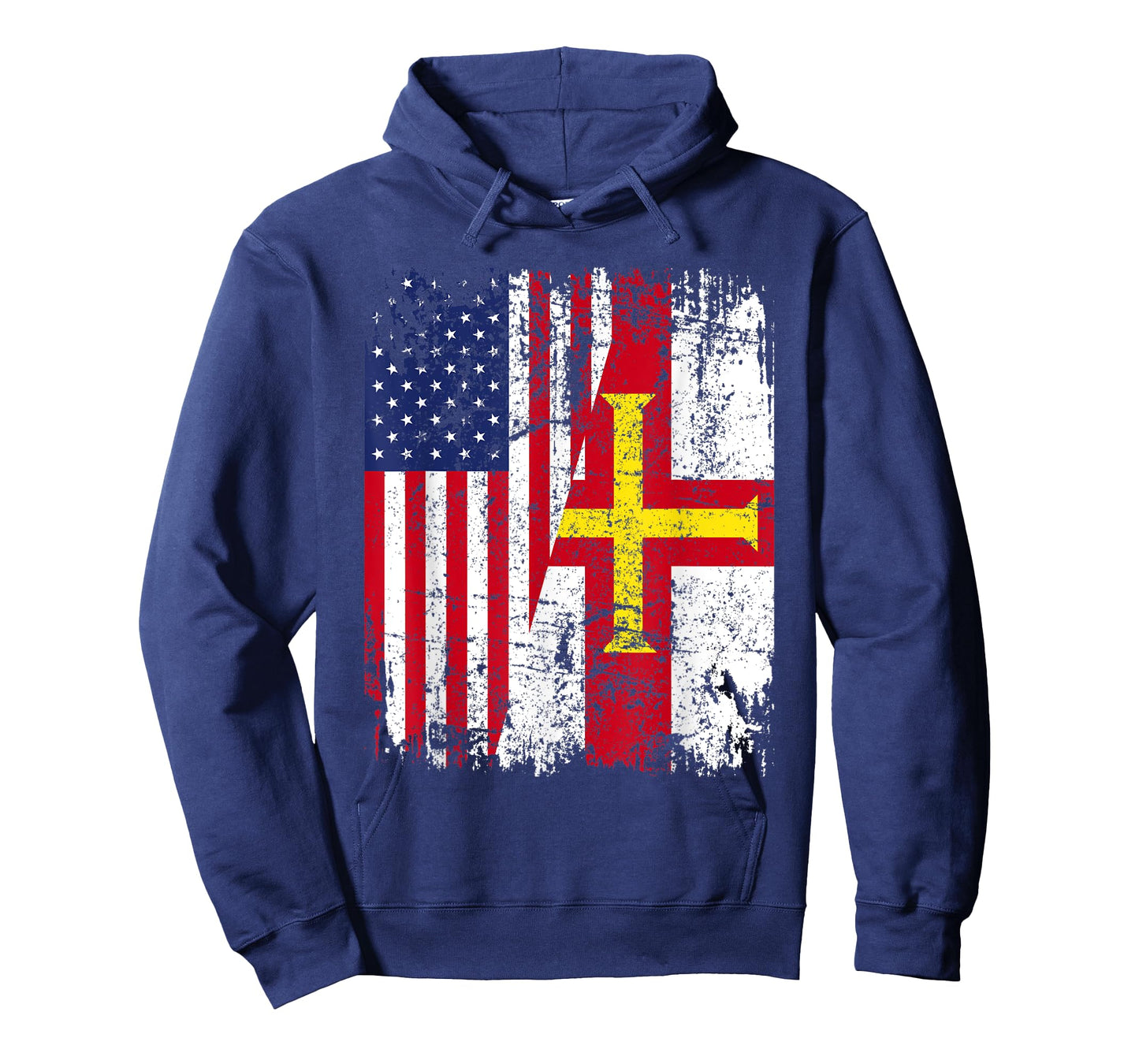 GUERNSEY ROOTS | Half American Flag | GUERNSEY FLAG T-Shirt for Women Kids Men
