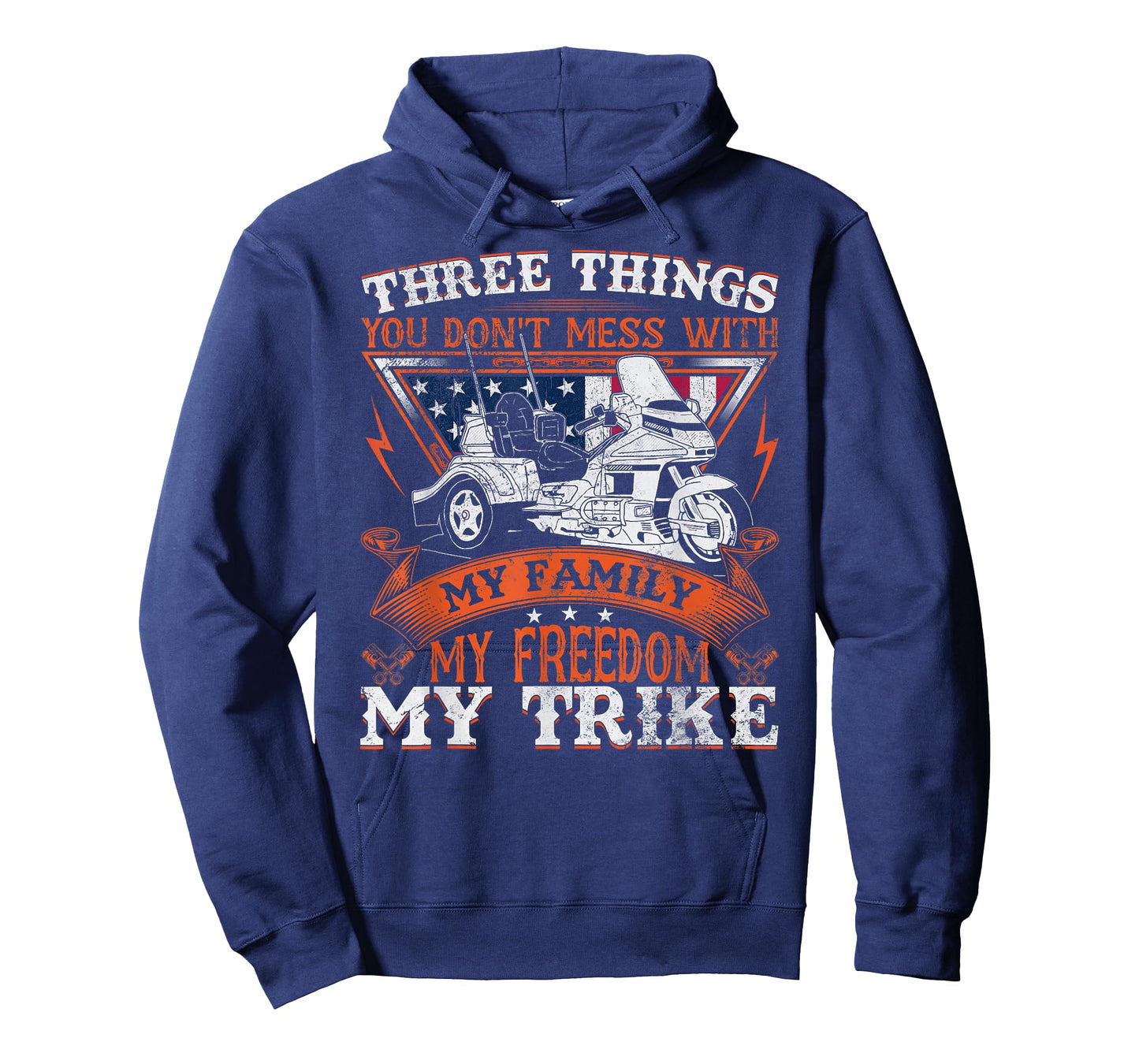 Motorcycle Trike Three Wheels American Flag Biker Rules T-Shirt for Women Men