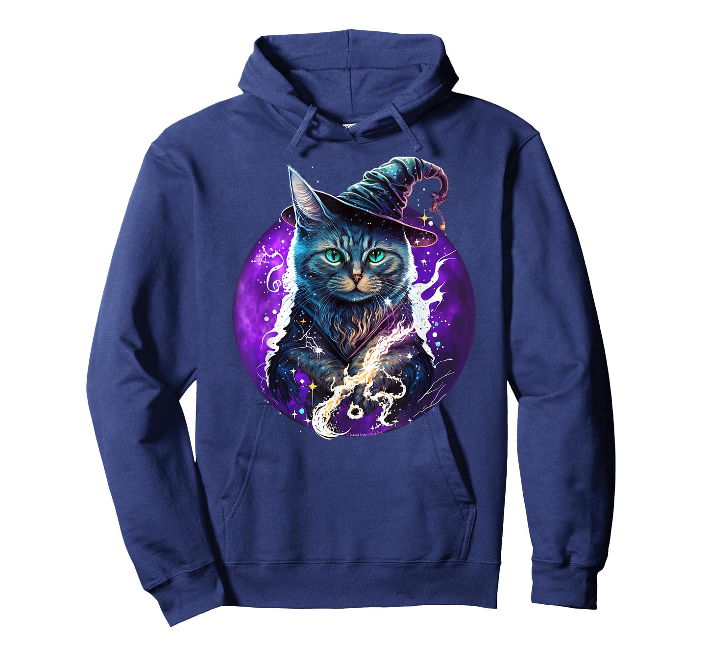 Beautiful Wiccan Cat with a Witch Hat Purple Moon Witchy Cat T-Shirt